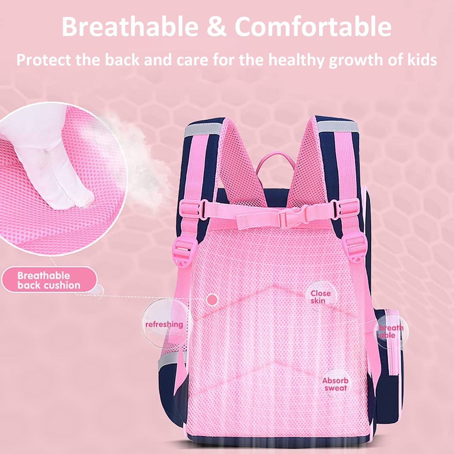 Kivdit School Backpack Bag for Girls,Waterproof Kids Backpack Lightweight Bookbag for Children Teens