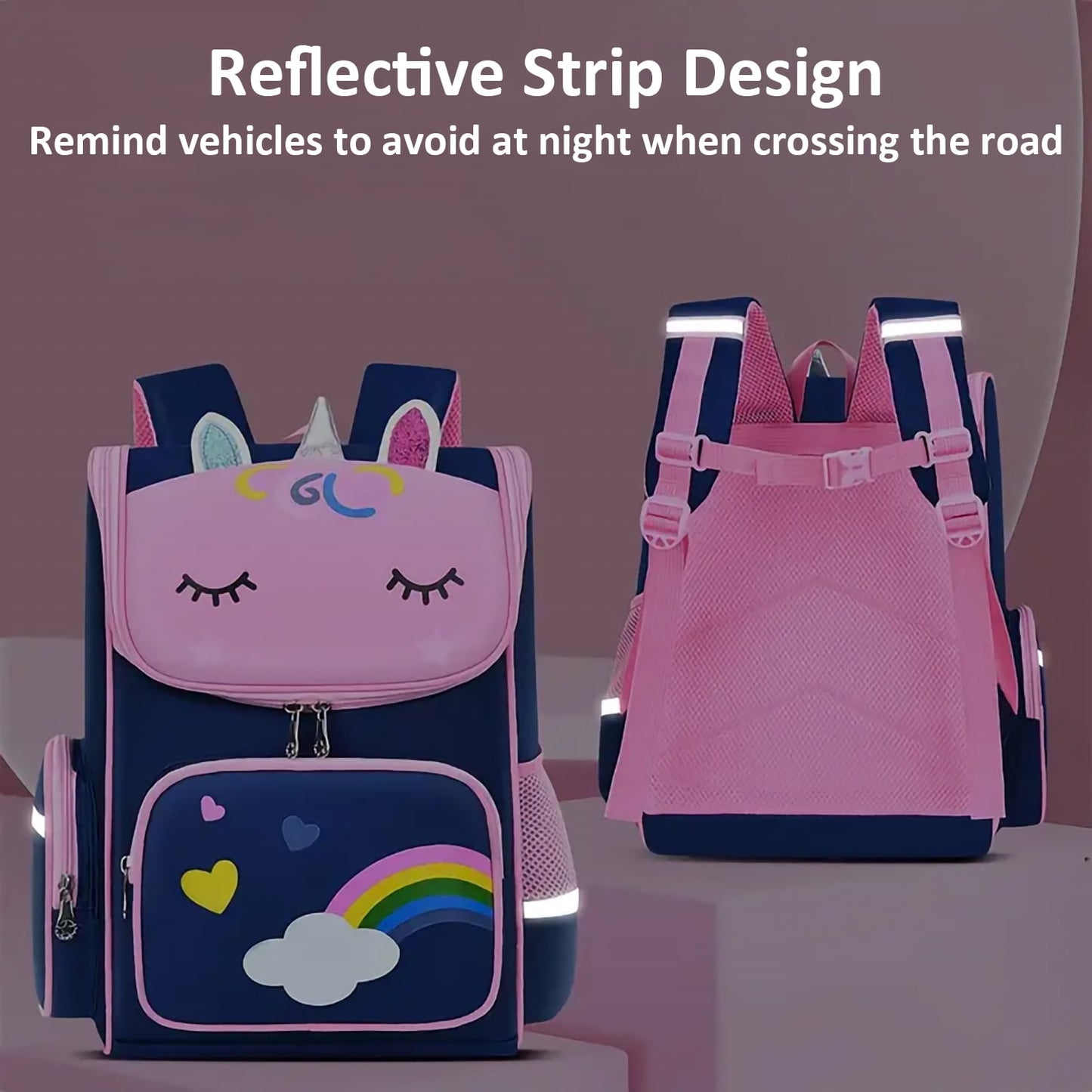 Kivdit School Backpack Bag for Girls,Waterproof Kids Backpack Lightweight Bookbag for Children Teens
