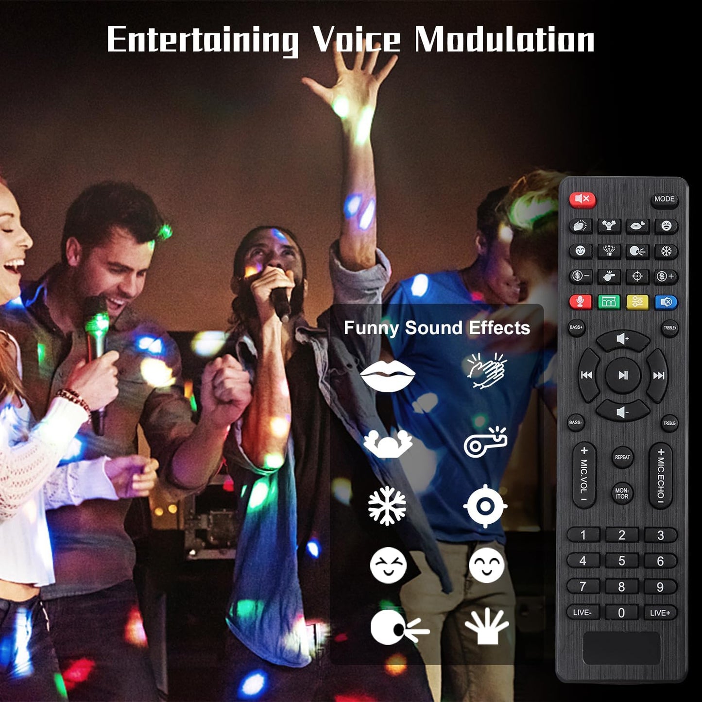 Kivdit Karaoke Machine for Adults and Kids,Portable Bluetooth 5.3 Speaker with 2 Wireless Microphones,Rechargeable PA System with Colorful LED Lights