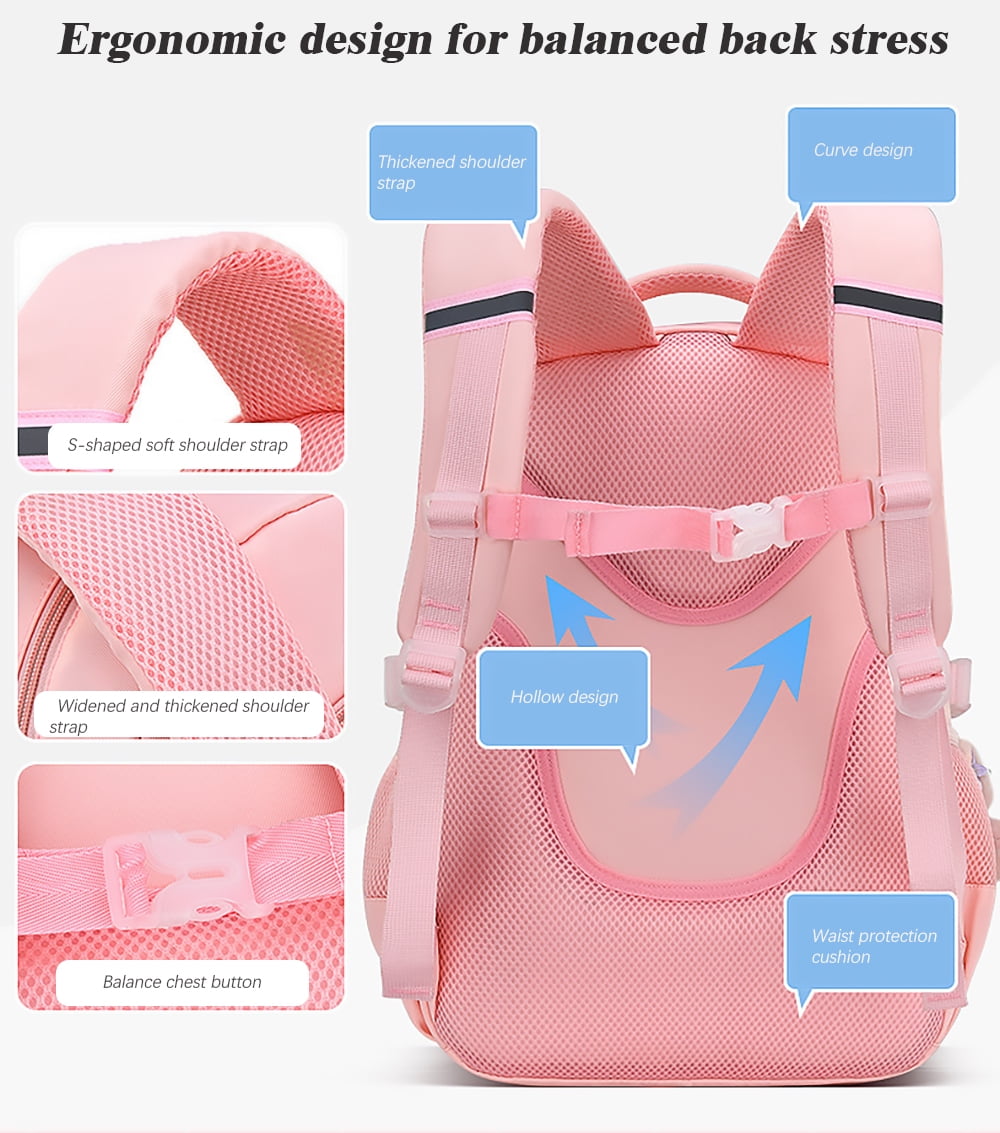 KIVDIT School Backpacks for Girls, School Bags Waterproof Bookbag for Kids Teens Students, Pink