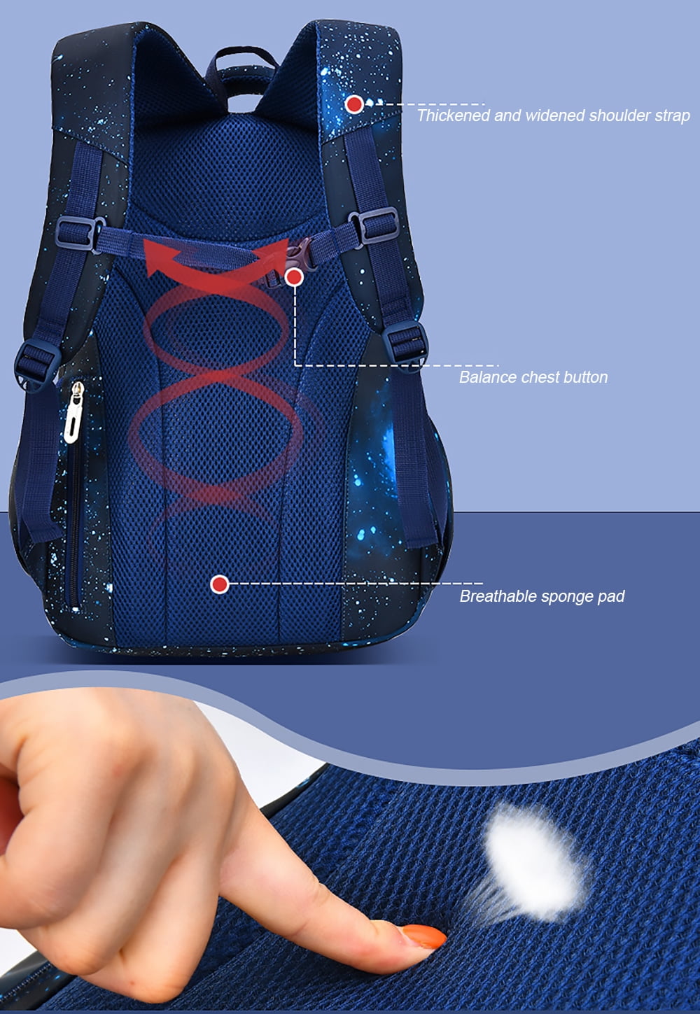 KIVDIT School Backpacks for Boys, Kids Backpacks Children School Bag Bookbag Student Travel Backpack, Blue