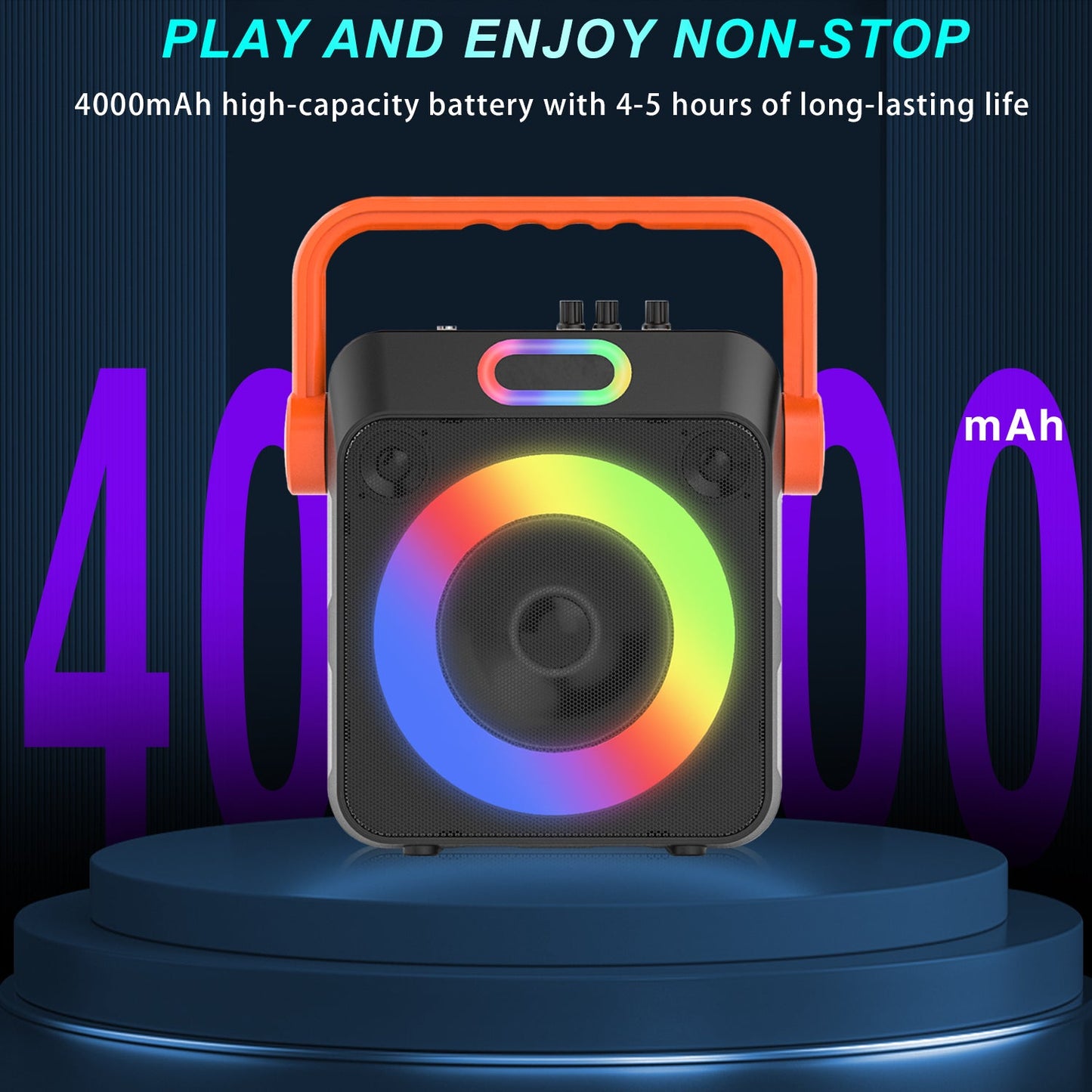 Kivdit Karaoke Machine for Adults & Kids,Portable Bluetooth Speaker with 2 Wireless Microphones,PA System with Colorful Strobe Lights,Supports TWS