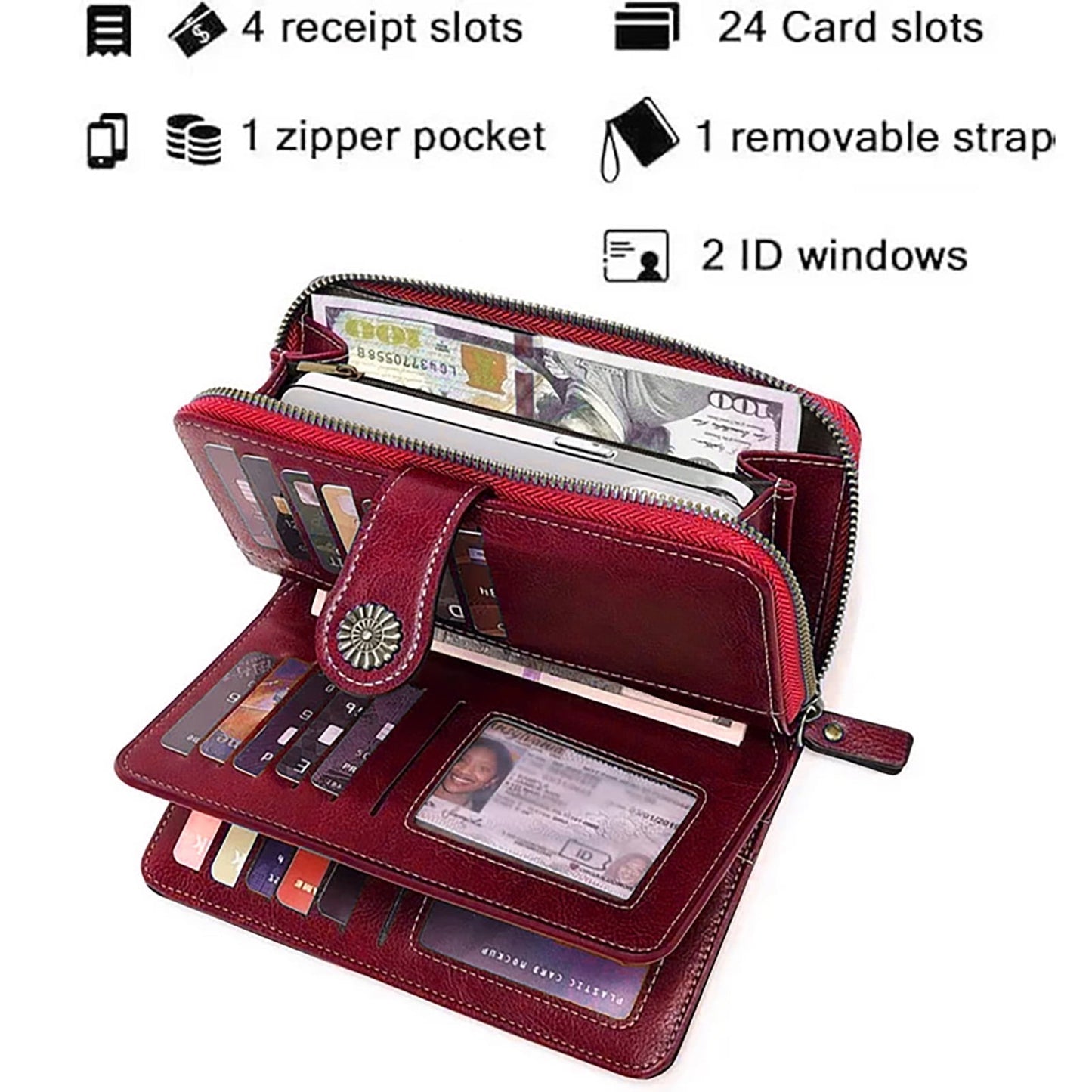 Kivdit Wallets for Women Genuine Leather Wallet Credit Card Holder with RFID Blocking Large Capacity