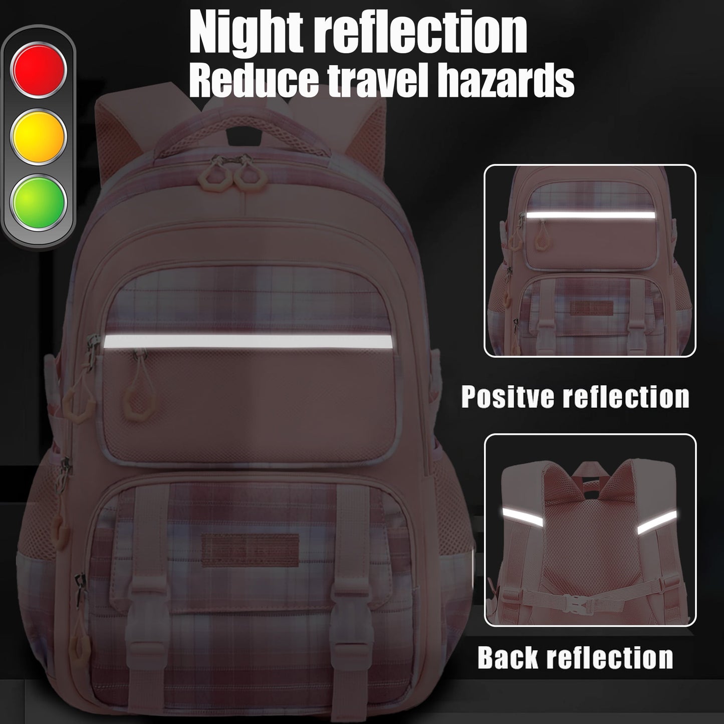Kivdit School Backpacks Bags for Girls,Kids Teens Backpack Waterproof Bookbag for Elementary and Middle School Students Gifts,Pink