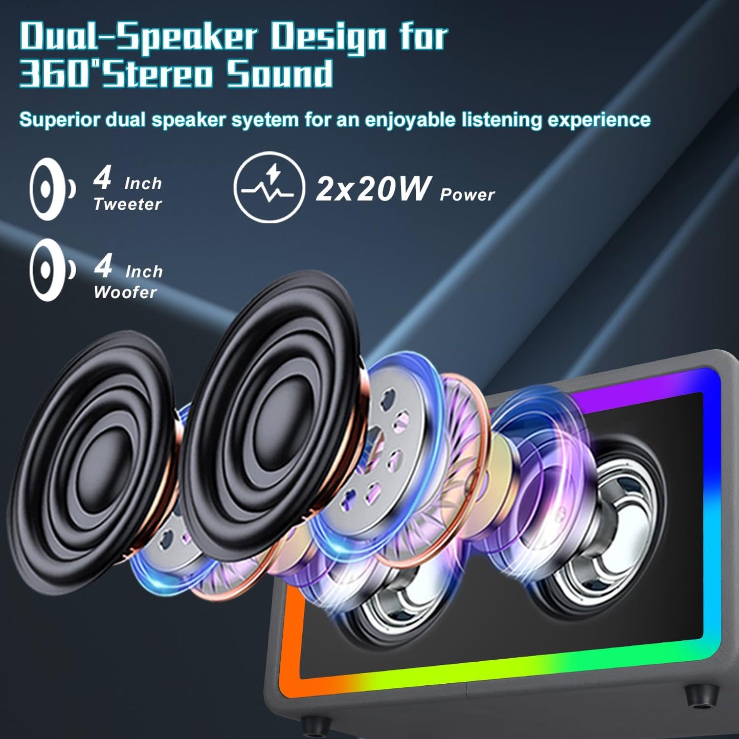 Kivdit Karaoke Machine for Adults and Kids,Portable Bluetooth 5.3 Speaker with 2 Wireless Microphones,Rechargeable PA System with Colorful LED Lights