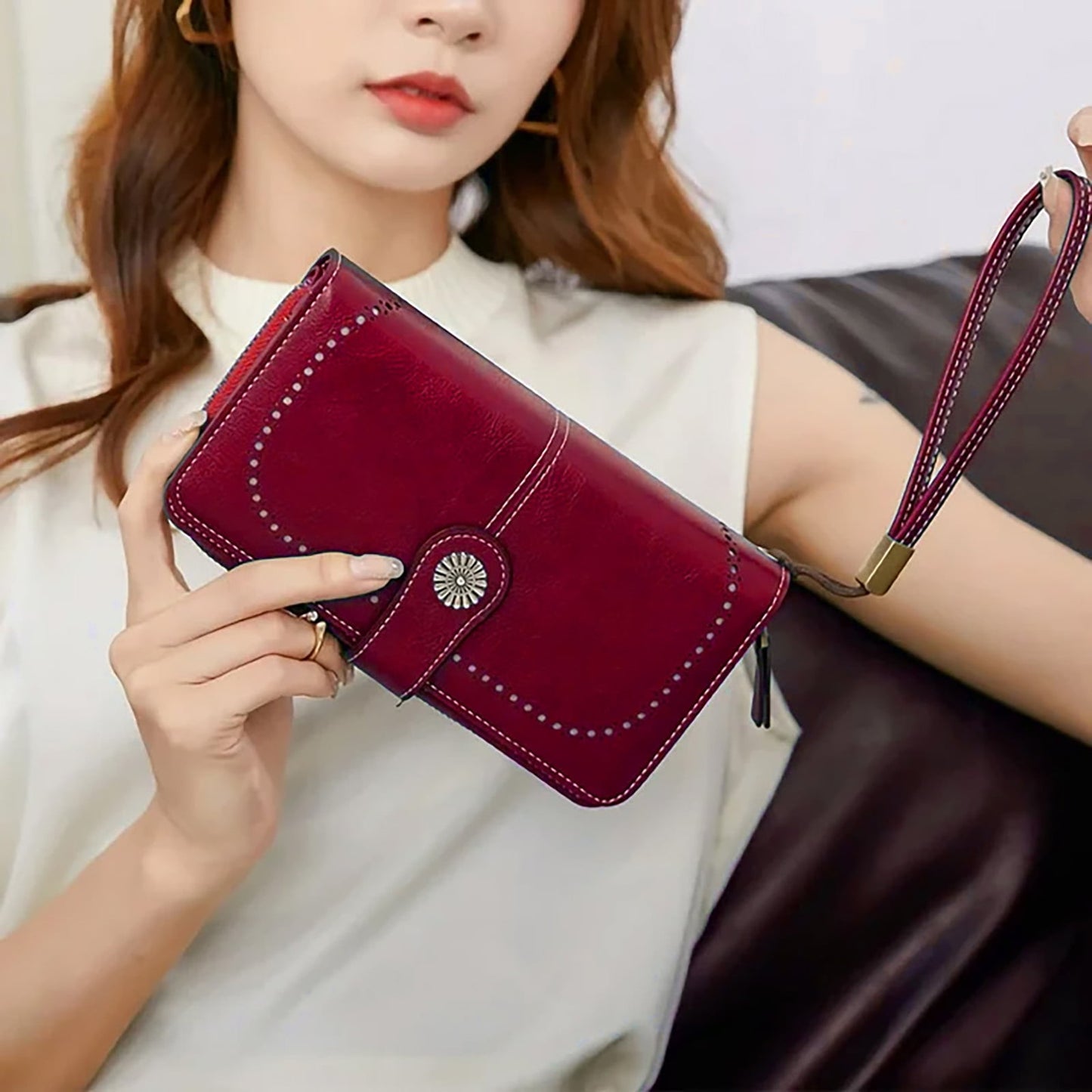 Kivdit Wallets for Women Genuine Leather Wallet Credit Card Holder with RFID Blocking Large Capacity