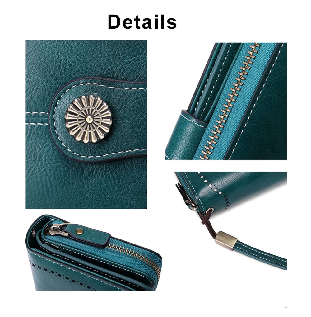 Kivdit Wallets for Women Genuine Leather,Large Capacity Womens Wallet with RFID Blocking,Blue