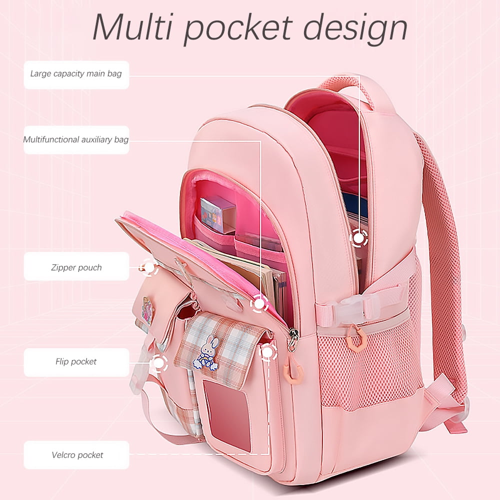 KIVDIT School Backpacks for Girls, School Bags Waterproof Bookbag for Kids Teens Students, Pink