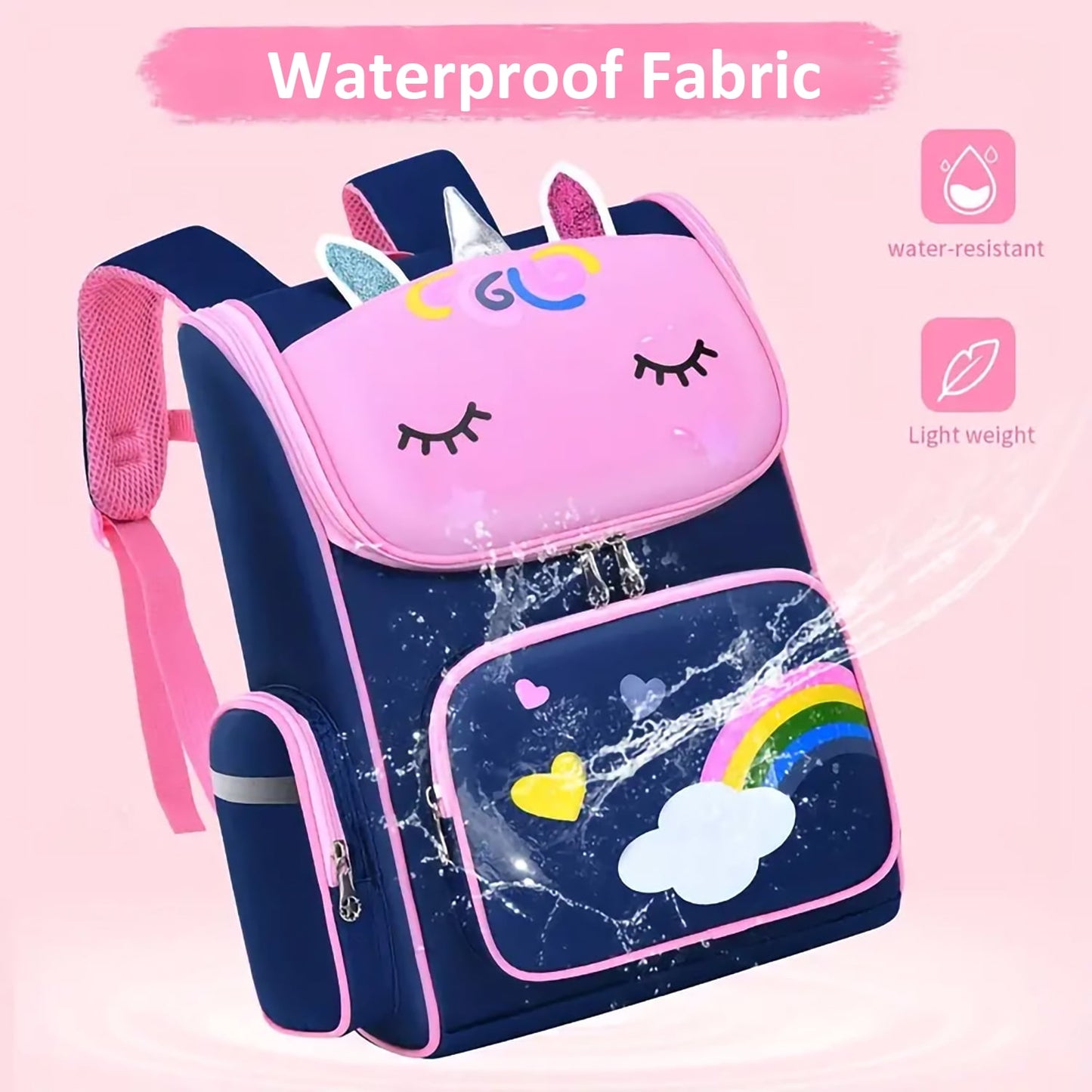 Kivdit School Backpack Bag for Girls,Waterproof Kids Backpack Lightweight Bookbag for Children Teens