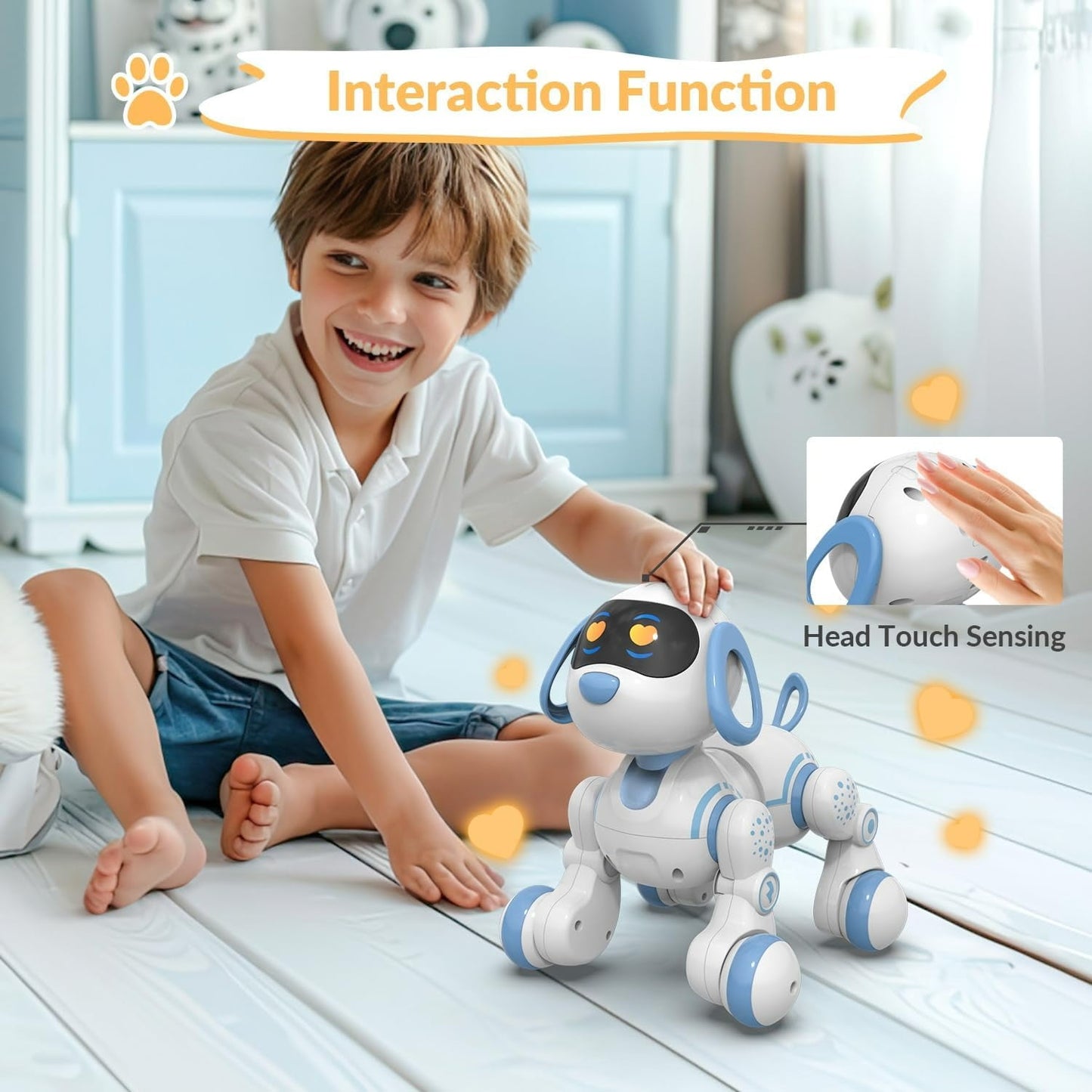 Kivdit Remote Control Robot Dog,Interactive Robot Toys for Kids,Programmable RC Robot with Touch Sensing, LED Eyes, Dance & Music