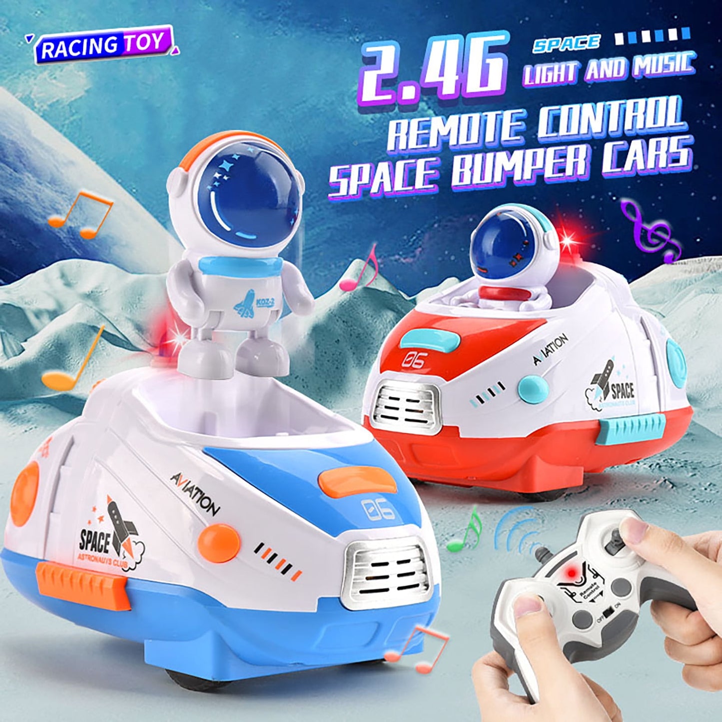2 Pack RC Cars Toys for Kids,Remote Control Bumper Cars with Light & Music,Birthday Gift for Boys Girls,Ages 3+