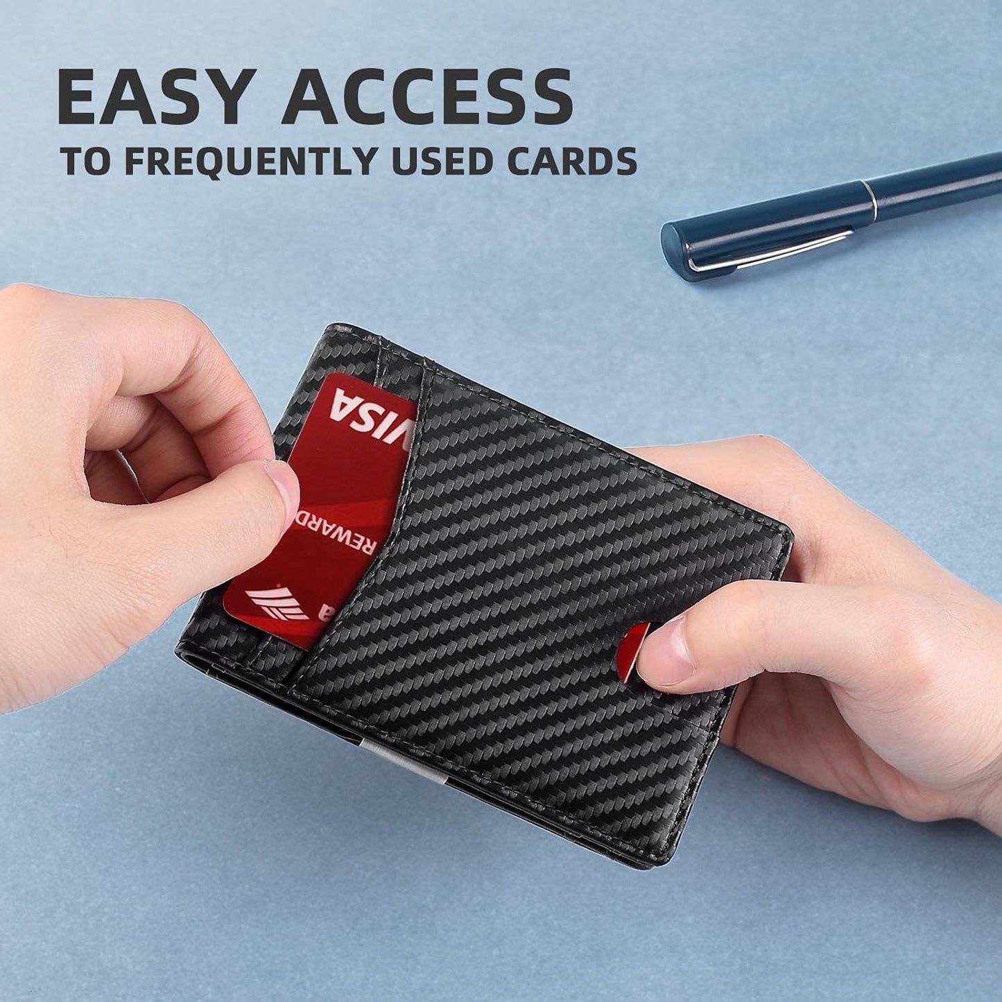KIVDIT Wallet for Men Slim, Genuine Leather Mens Wallet RFID Blocking Credit Card Holder