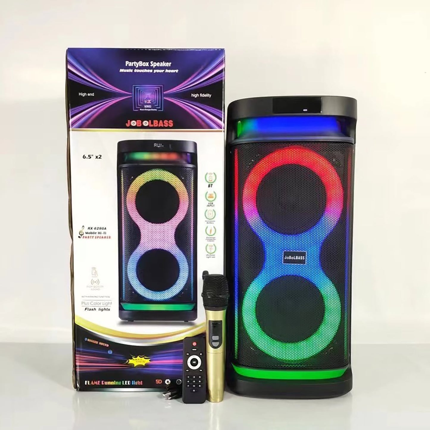 Kivdit Karaoke Machine with 2 Wireless Microphones,Portable Bluetooth Karaoke Speaker for Adults & Kids,Big Party PA System with RGB Lights