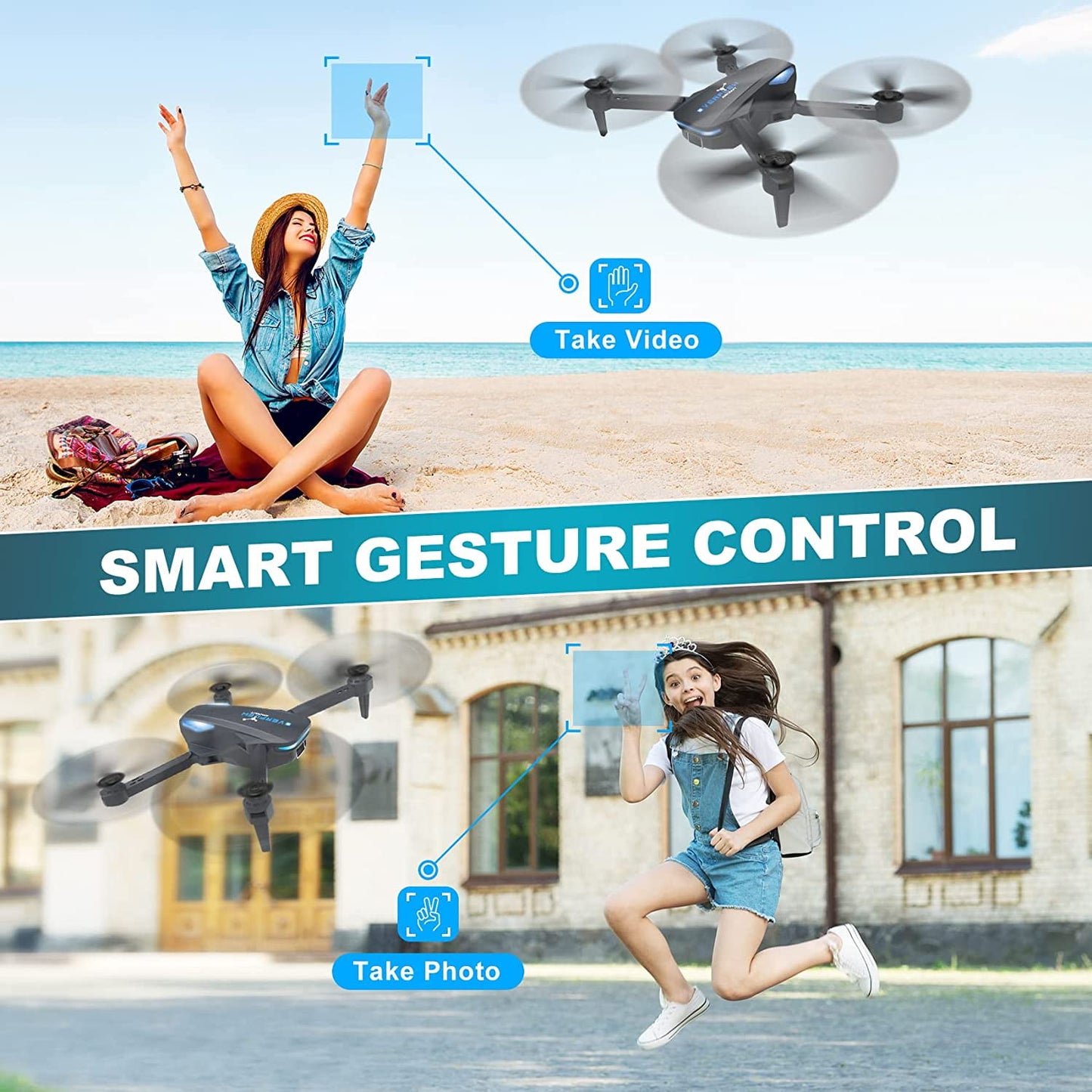 Kivdit Drone with 4K HD Camera for Adults and Kids,RC Quadcopter with 2 Batteries,Black