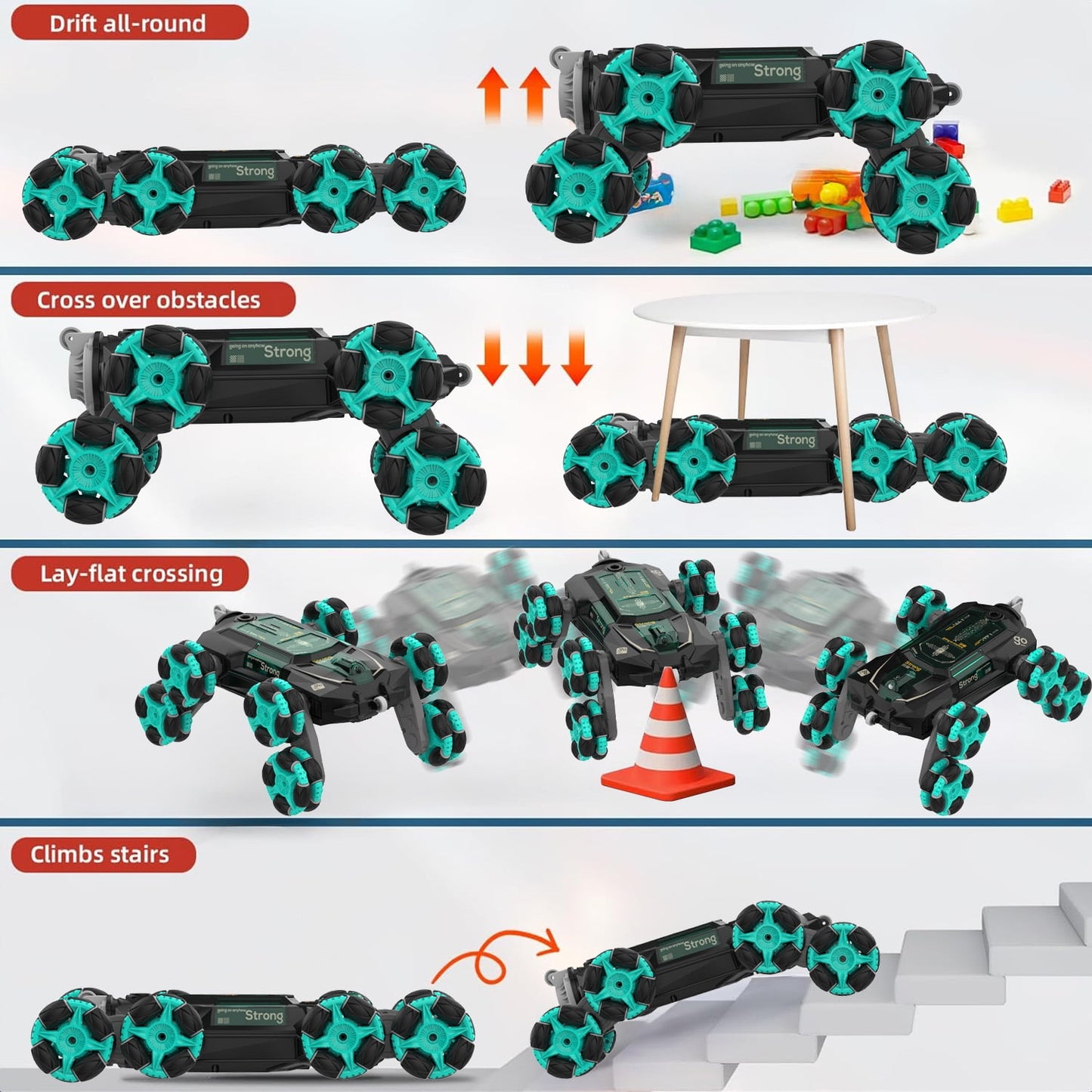 Kivdit Remote Control Cars,2.4GHz 8WD RC Cars with Gesture Sensing and Simulated Exhaust Spray,All Terrains Transform Drift Off Road Vehicle Toy for Kids Boys & Girls,Aged 8-12
