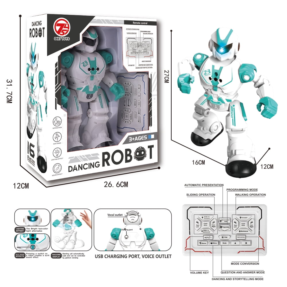 KIVDIT Remote Control Intelligent Robot for Kids, Electronic Walking Singing Dancing Programmable Educational Robot Toys, Green