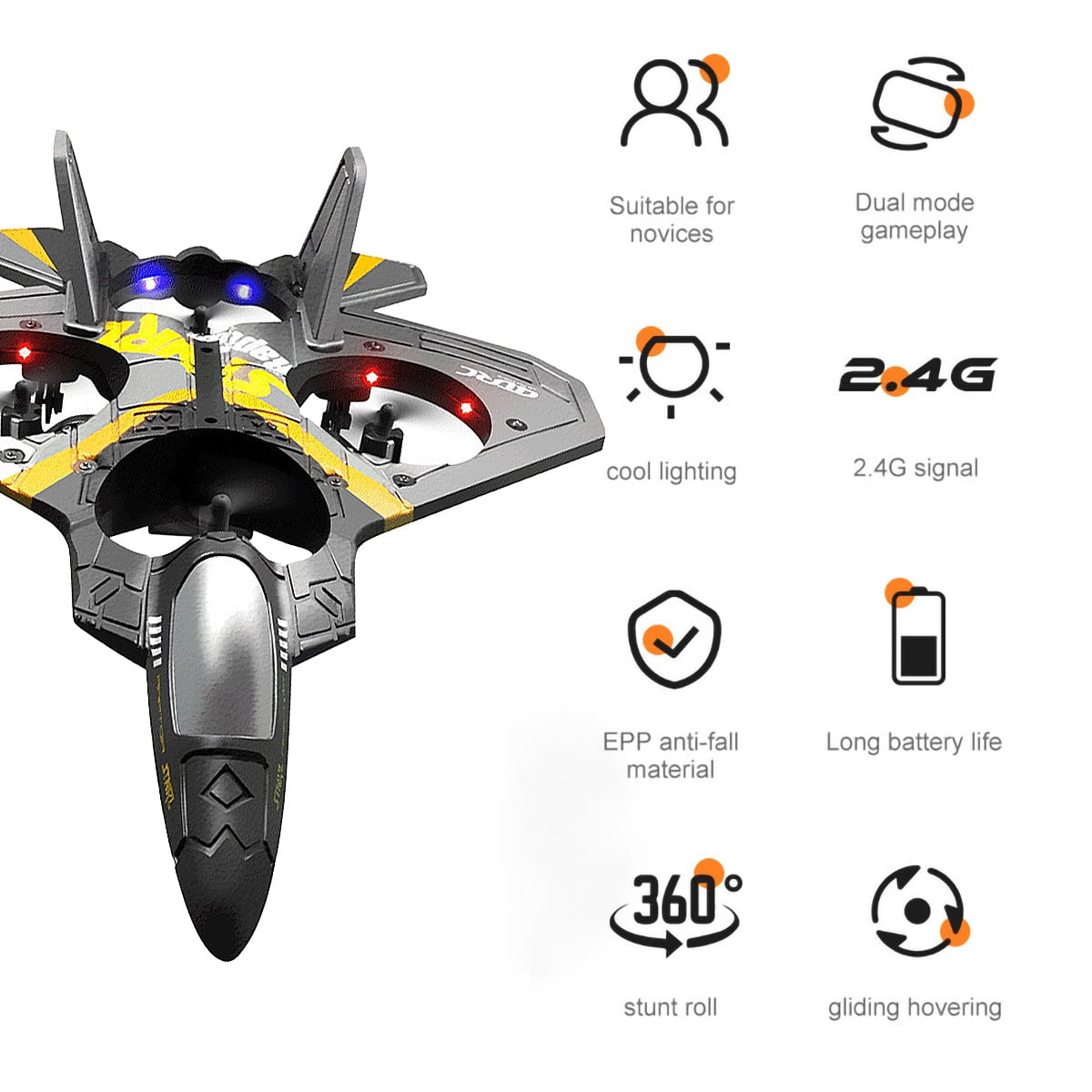 Kivdit RC Plane for Kids,EPP Remote Control Airplanes Toys with LED Light,RC Airplane for Beginners