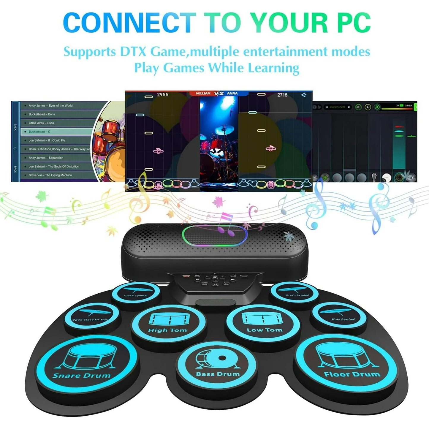 KIVDIT Electric Drum Set for Kids Adults,9 Pads Electronic Drum Kit with Headphone Jack & Speaker
