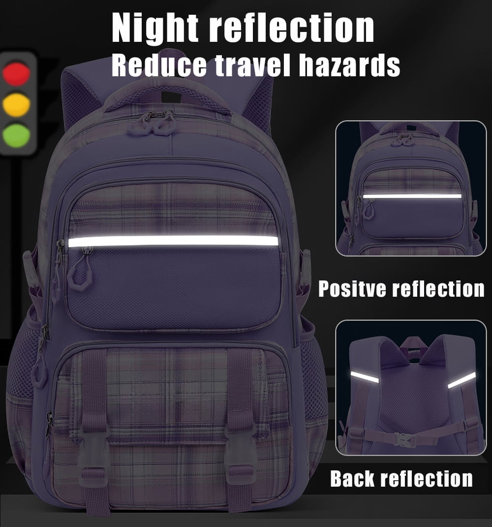 Kivdit School Backpacks for Girls,Waterproof School Bags for Kids Students Gifts,Purple