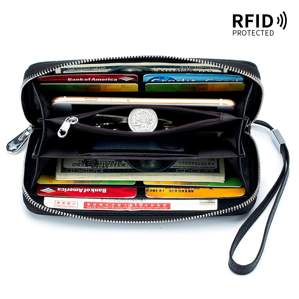 KIVDIT Wallets for Women Genuine Leather Wallets RFID Blocking Credit Card Holder, Large Capacity