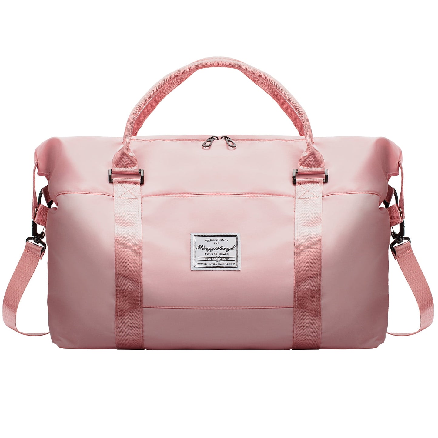 Kivdit Travel Duffle Bag,50L Foldable Gym Bag Weekender Bags for Women and Men,Waterproof & Tear Resistant Carry on Overnight Bag with Wet Dry Pocket,Pink