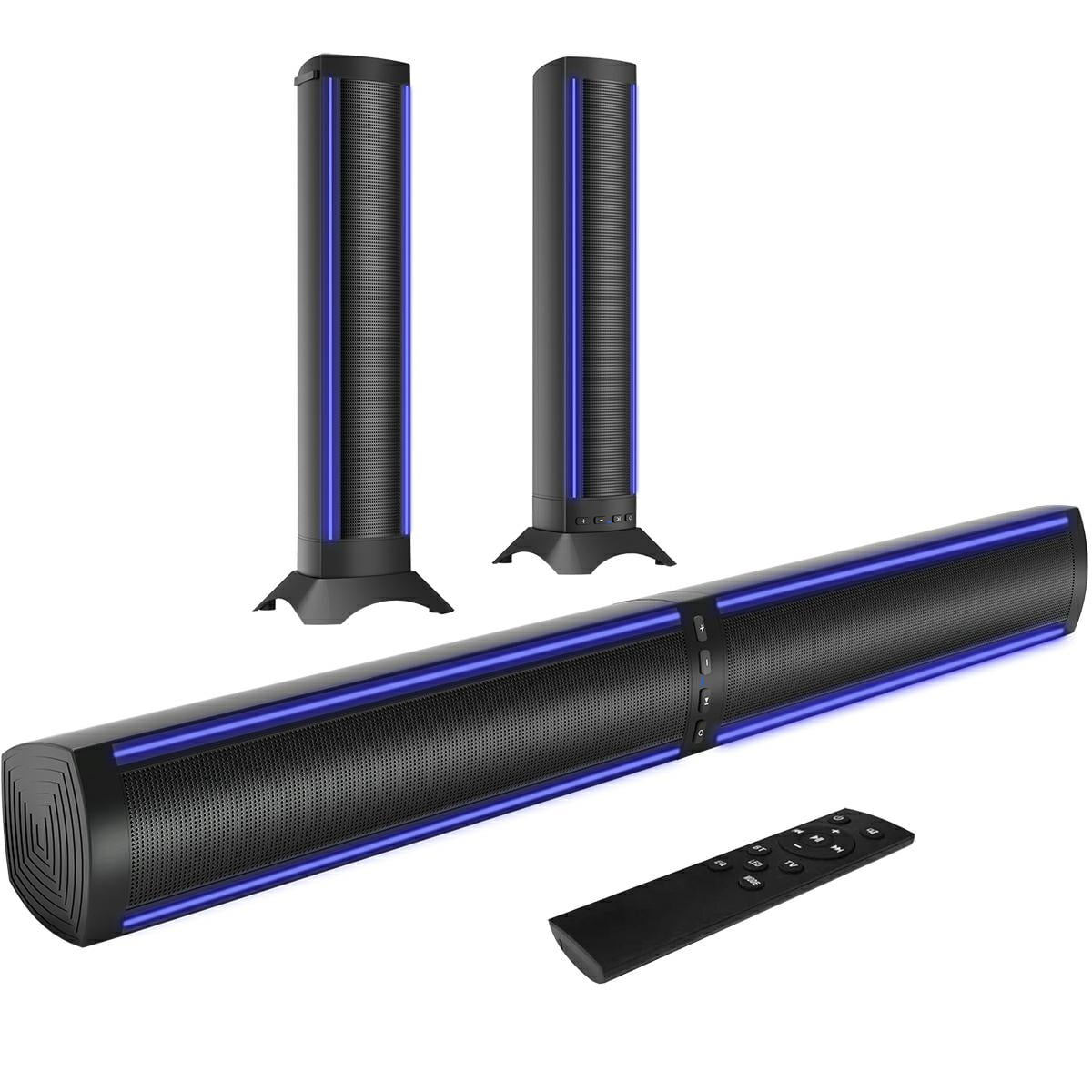 Kivdit Sound Bars for Smart TV,3D Surround Bluetooth Detachable Soundbar Built-in 4 Speakers for Home Theater,Black