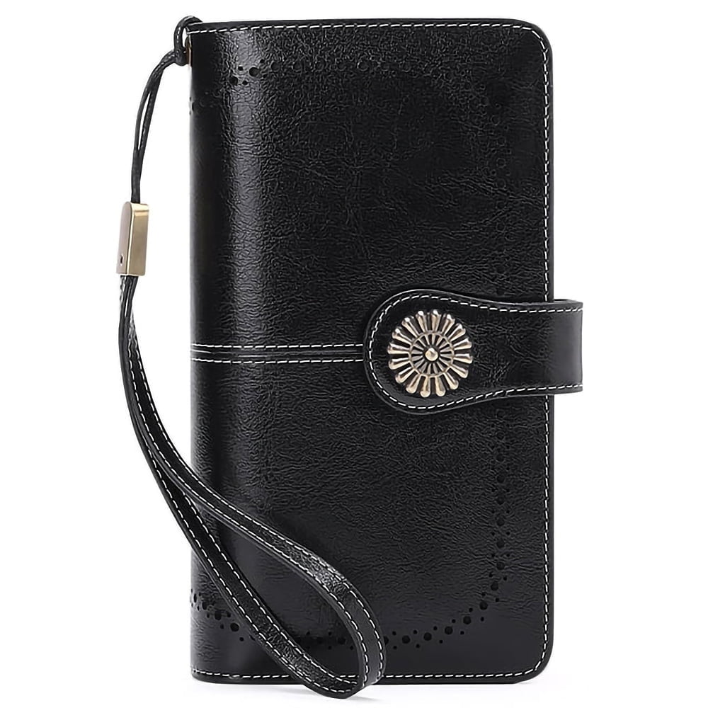 Kivdit Wallets for Women Genuine Leather,Large Capacity Womens Wallet with RFID Blocking,Blue