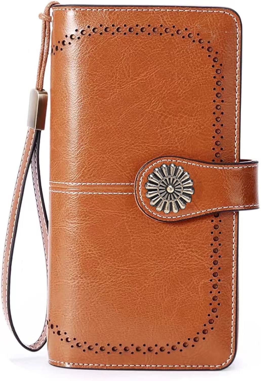 Kivdit Wallets for Women Genuine Leather,Large Capacity Womens Wallet with RFID Blocking,Blue