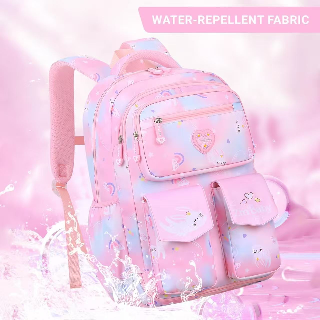 Kivdit School Backpack for Girls,Large Capacity School Bag,Waterproof Bookbag for Kids Teens,Pink