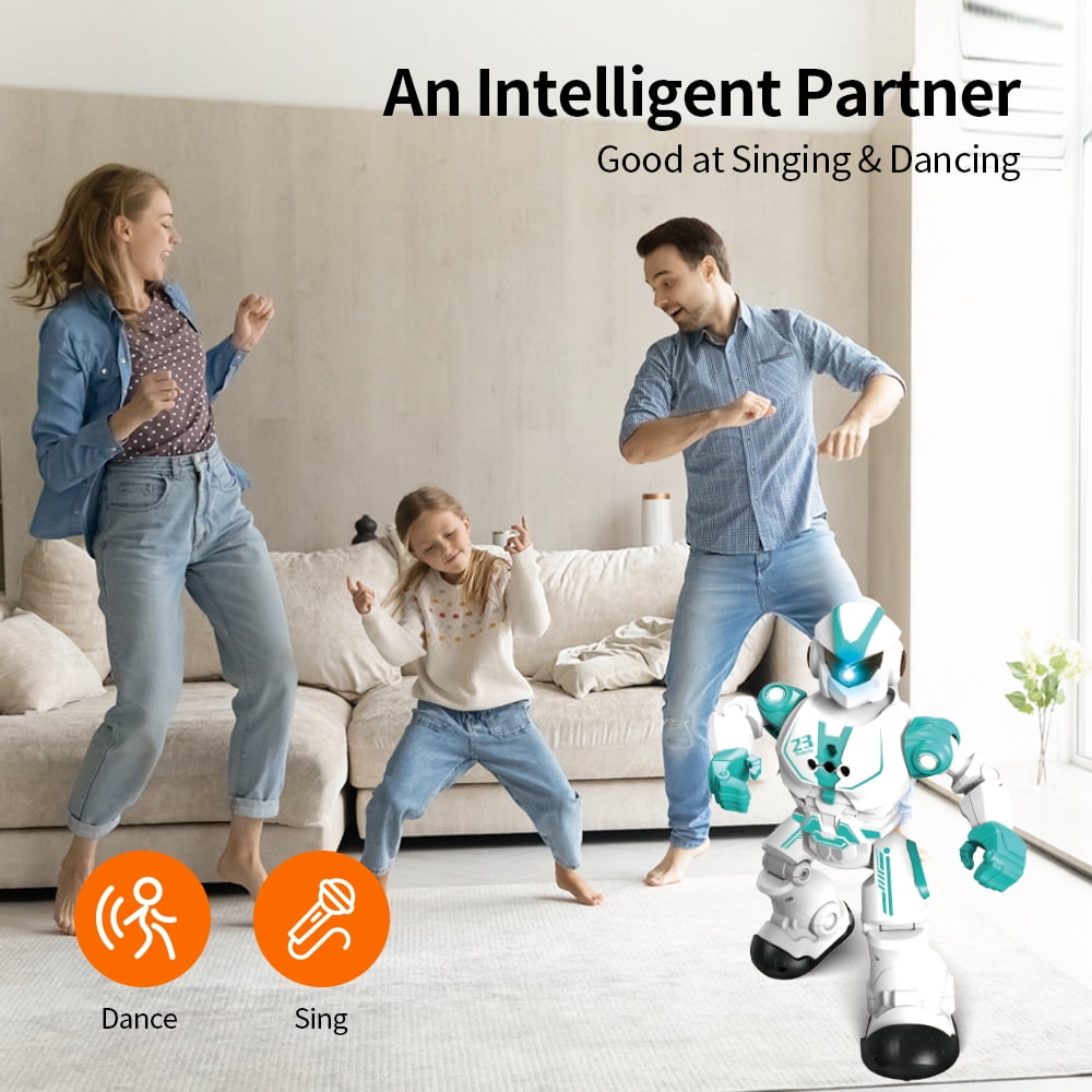 KIVDIT Remote Control Intelligent Robot for Kids, Electronic Walking Singing Dancing Programmable Educational Robot Toys, Green