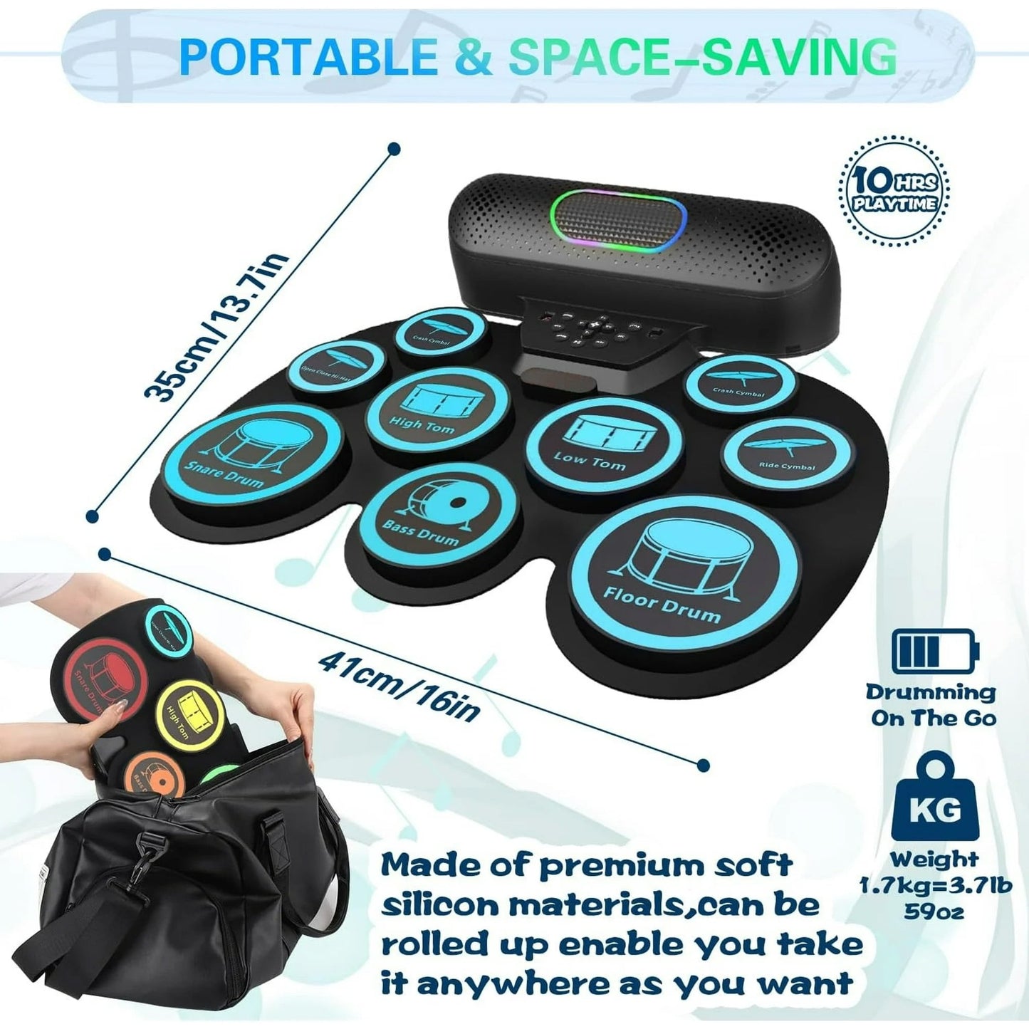KIVDIT Electric Drum Set for Kids Adults,9 Pads Electronic Drum Kit with Headphone Jack & Speaker