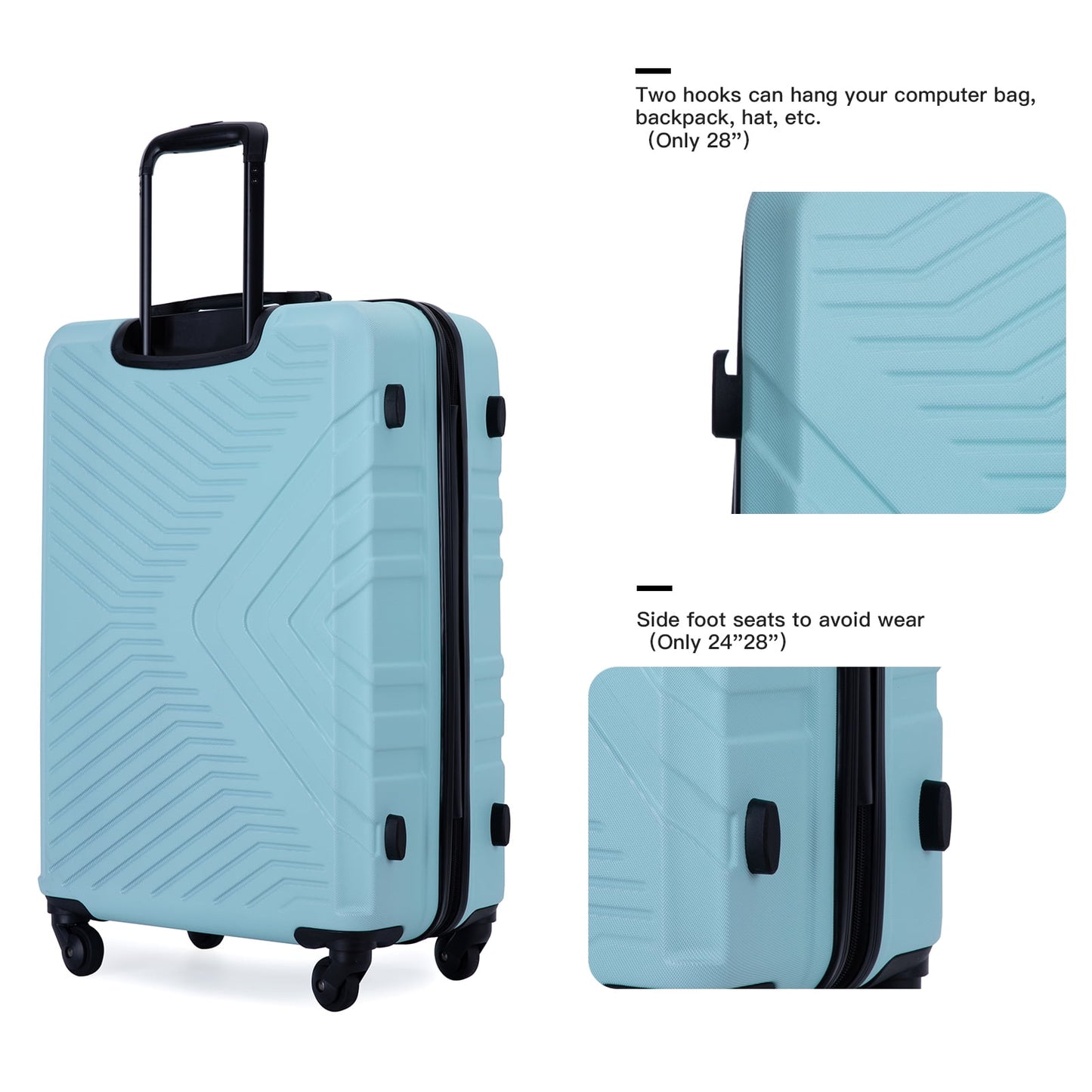 KIVDIT 3 Piece Luggage Sets with Spinner Wheels and TSA Lock, Luggage for Travel Business, Blue