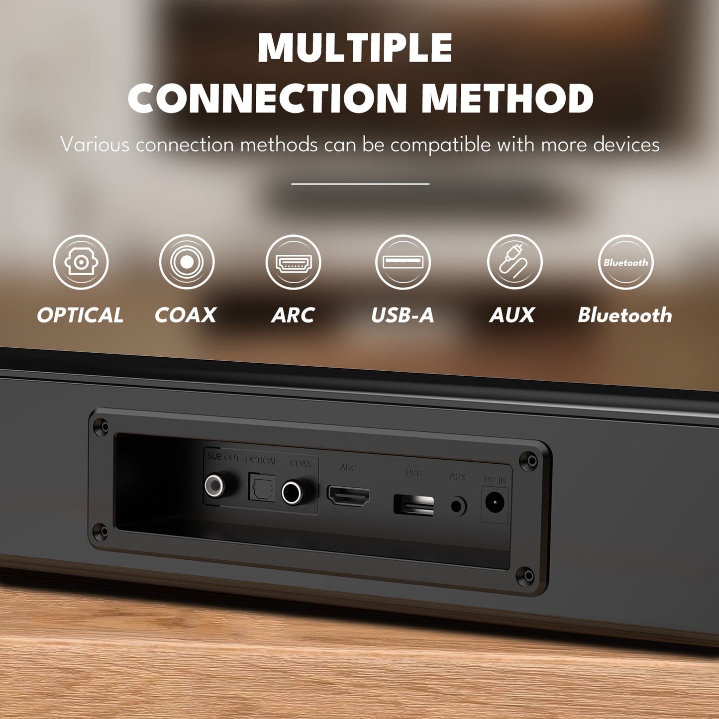 KIVDIT 2.1ch Sound Bar for TV,Small Soundbar with Subwoofer,Surround Sound System & Bass Adjustable Home Theater TV Speaker,Bluetooth 5.4,OPT,COAX,ARC,AUX,USB