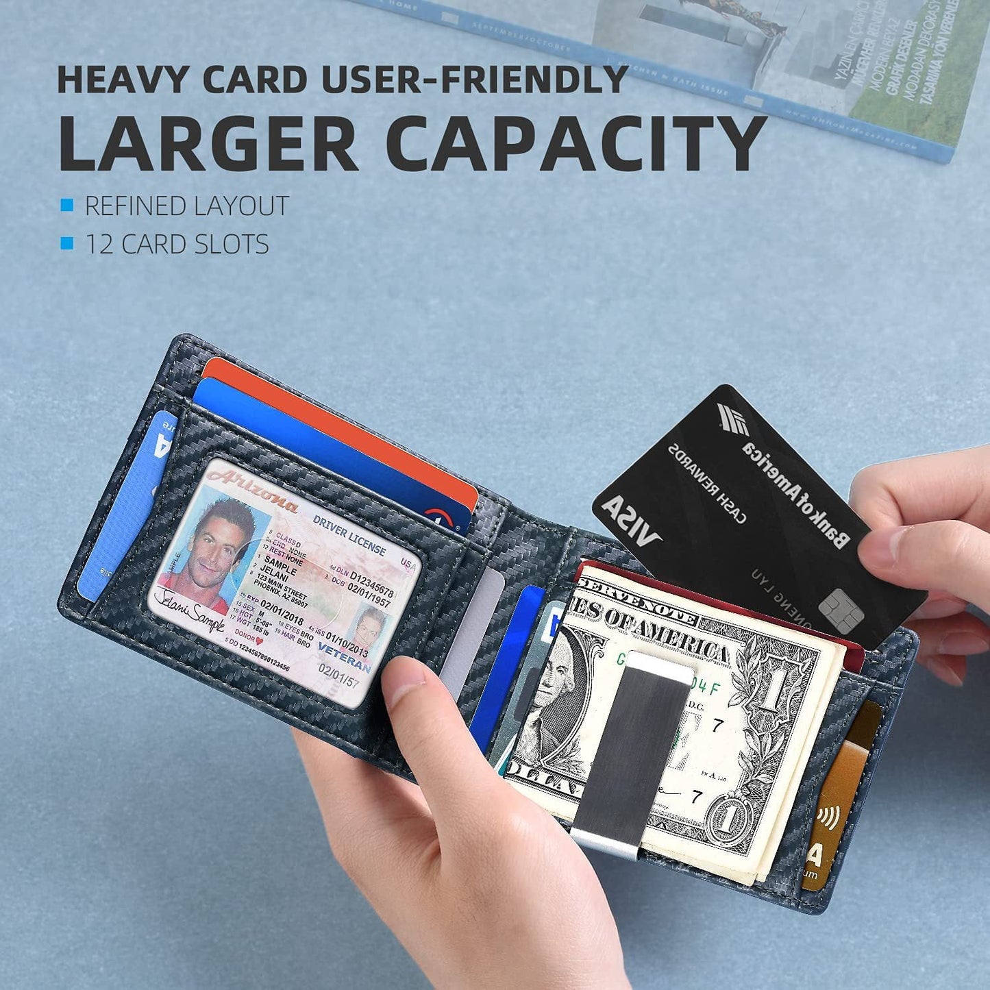 KIVDIT Wallet for Men Slim, Genuine Leather Mens Wallet RFID Blocking Credit Card Holder