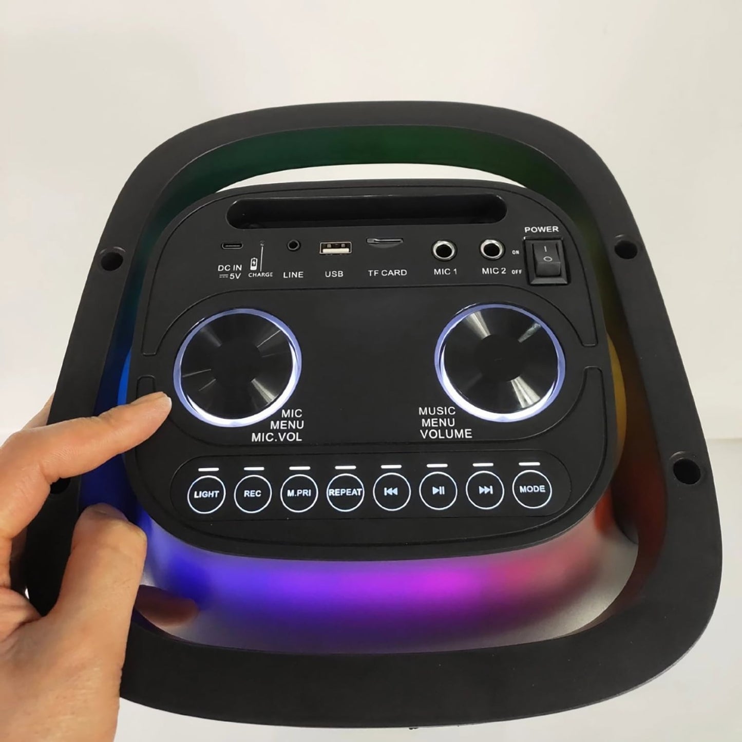 Kivdit Karaoke Machine with 2 Wireless Microphones,Portable Bluetooth Karaoke Speaker for Adults & Kids,Big Party PA System with RGB Lights
