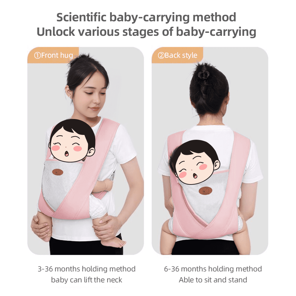 Kivdit Baby Carrier Newborn to Toddler Adujustble Baby Wrap Carrier Breathable Ergonomic Infant Carrier in All Seasons,Pink