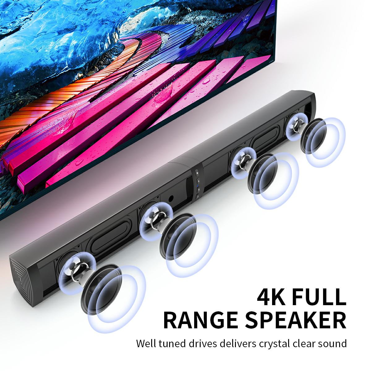 Kivdit Sound Bars for Smart TV,3D Surround Bluetooth Detachable Soundbar Built-in 4 Speakers for Home Theater,Black