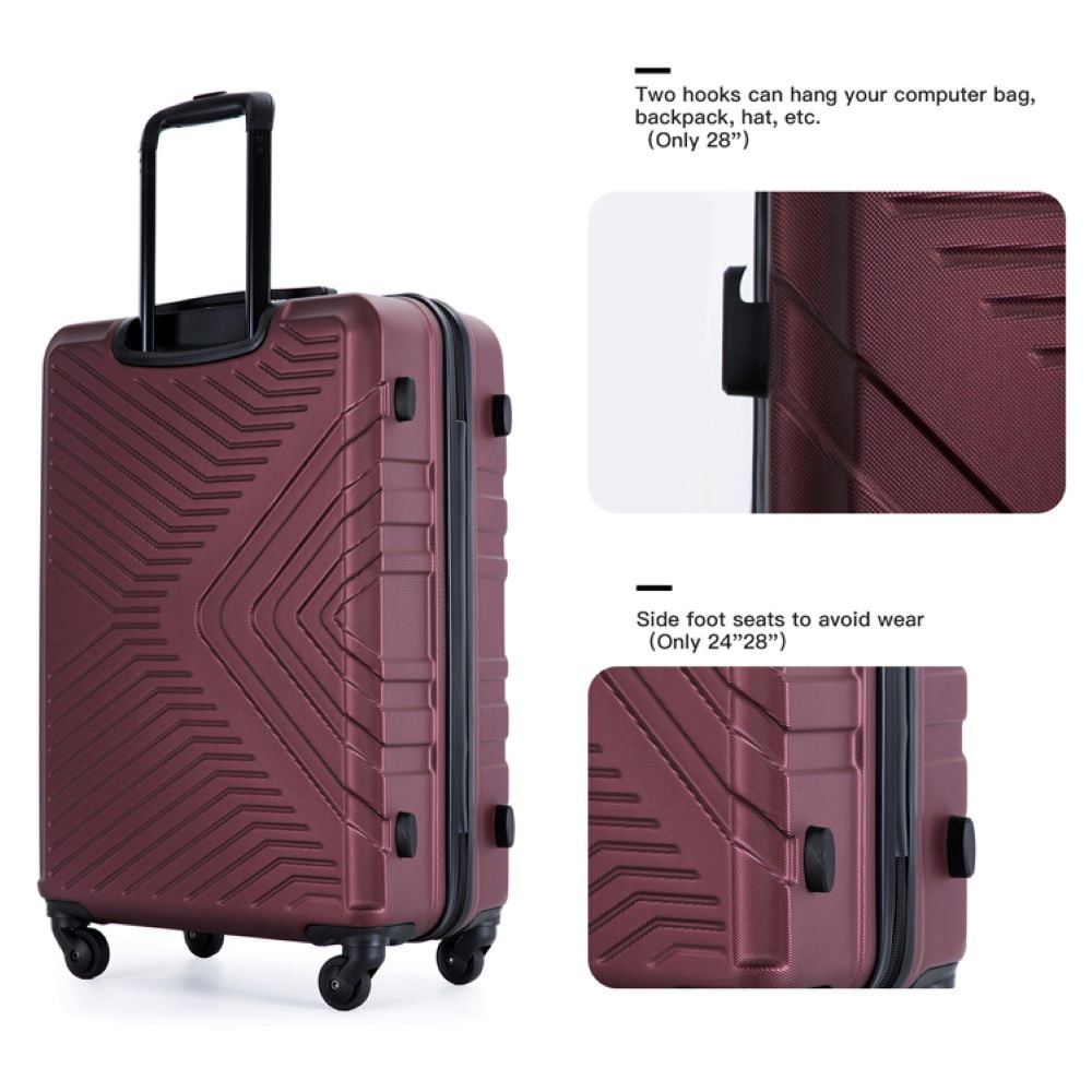 KIVDIT 3 Piece Luggage Sets with Spinner Wheels and TSA Lock, Luggage for Travel Business, Red