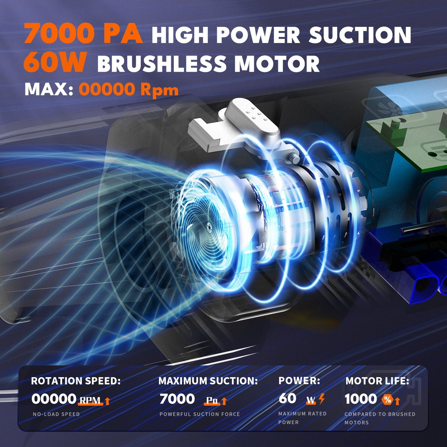 Car Vacuum, 12000Pa 2-in-1 Cleaner & Tire Inflator 150PSI, 80W Brushless Motor, Cordless Handheld Vacuum & Air Pump with Pressure Gauge, LED Light, Multi-Nozzles for Car, Home, Office