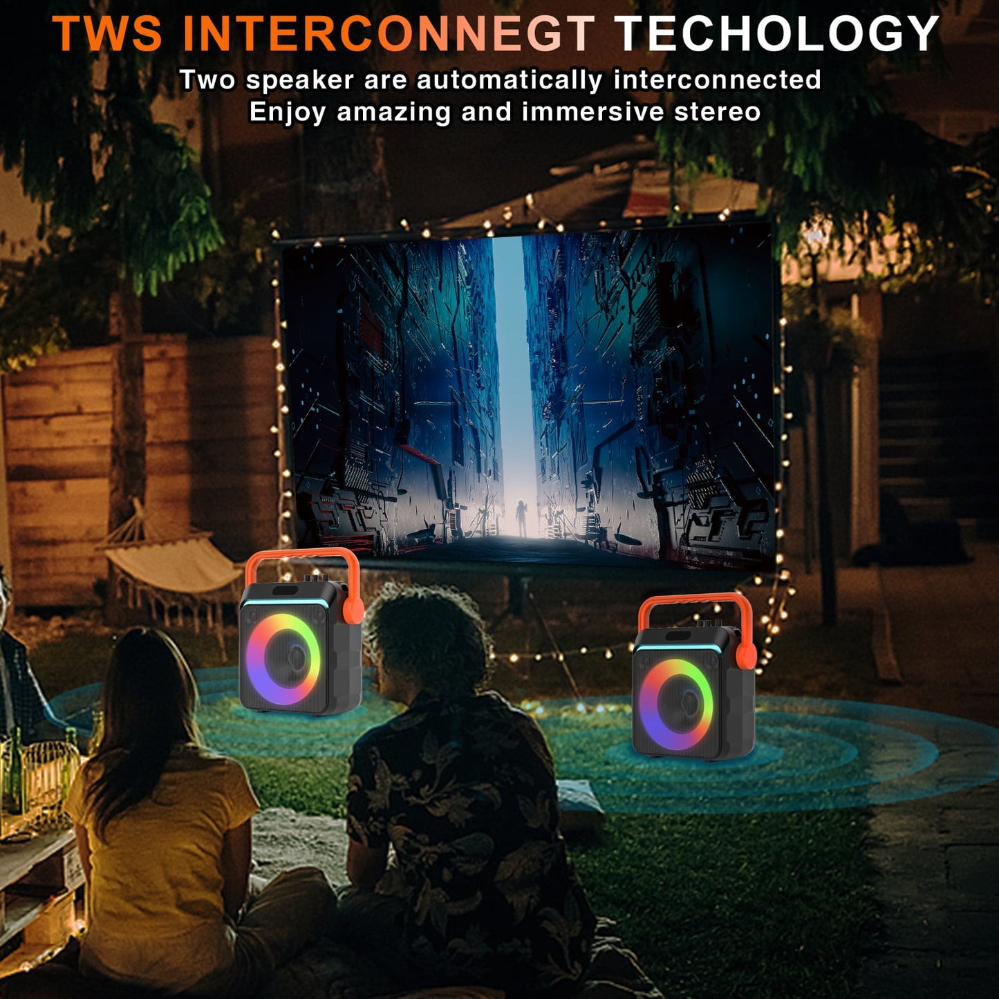 Kivdit Karaoke Machine with 2 Wireless Microphones,Portable Bluetooth Speaker for Adults & Kids,PA System with Strobe Lights,Supports TWS/USB/FM/AUX in/TF Card
