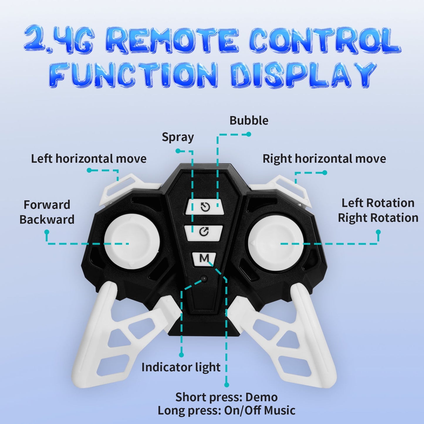 Kivdit Remote Control Car with Rotatable Turret,2.4Ghz RC Tank Car with Spray,Light,Music,Bubble,Toy Gift for Boys Girls