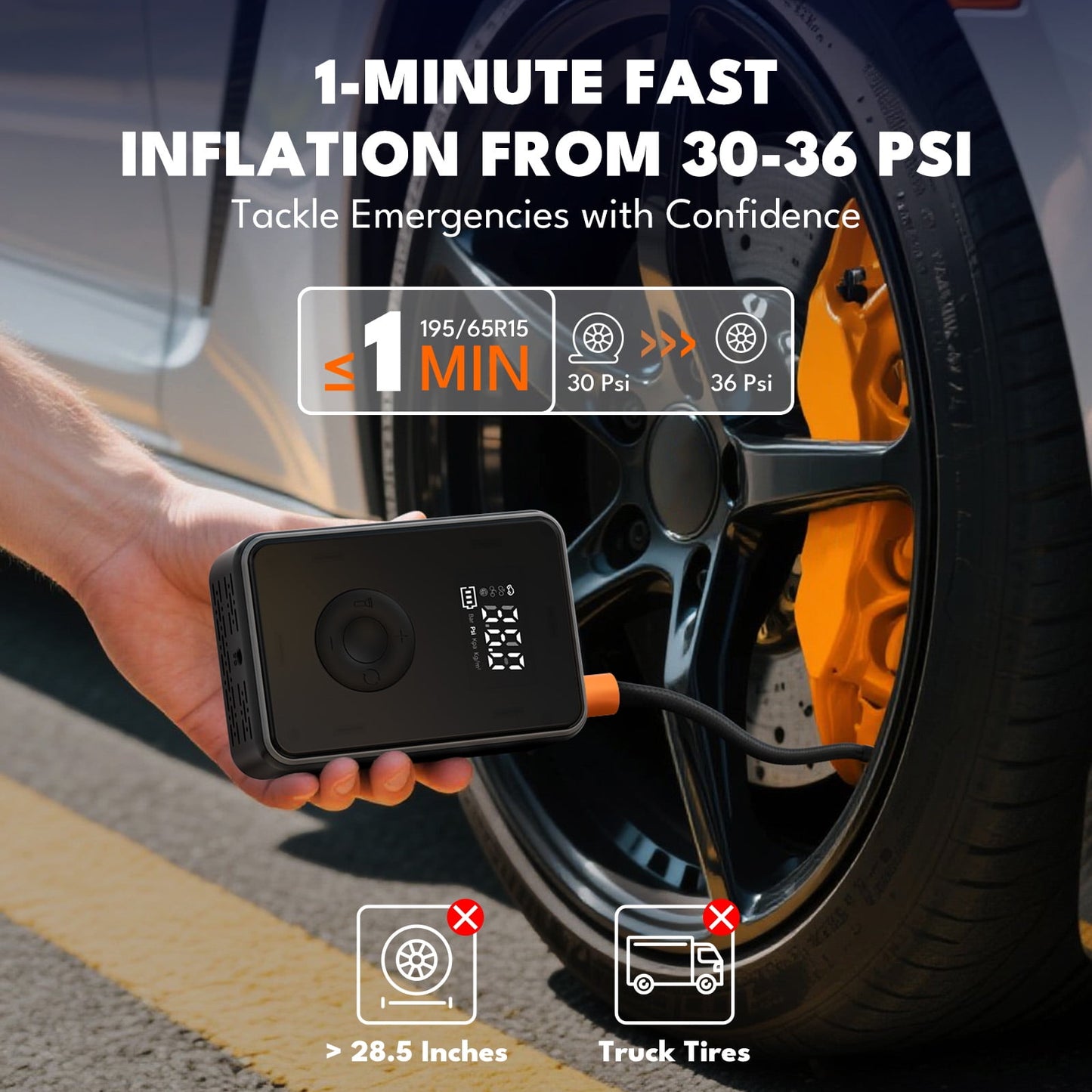 Kivdit Tire Inflator Portable Air Compressor,150 Psi Tire Air Pump with Auto Shut-Off,Digital Gauge,LED Light for Car, Motorcycle, Bike, Ball