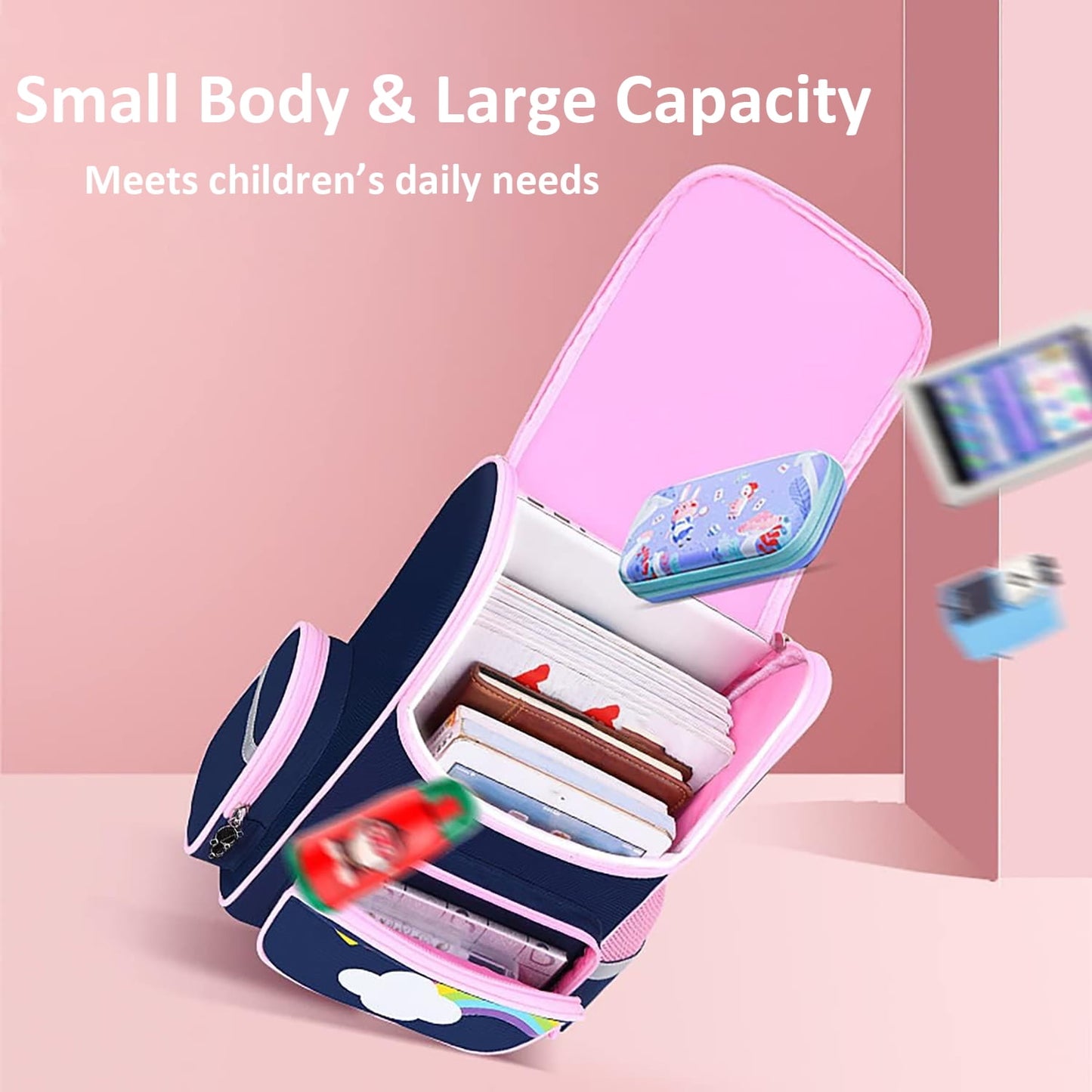 Kivdit School Backpack Bag for Girls,Waterproof Kids Backpack Lightweight Bookbag for Children Teens