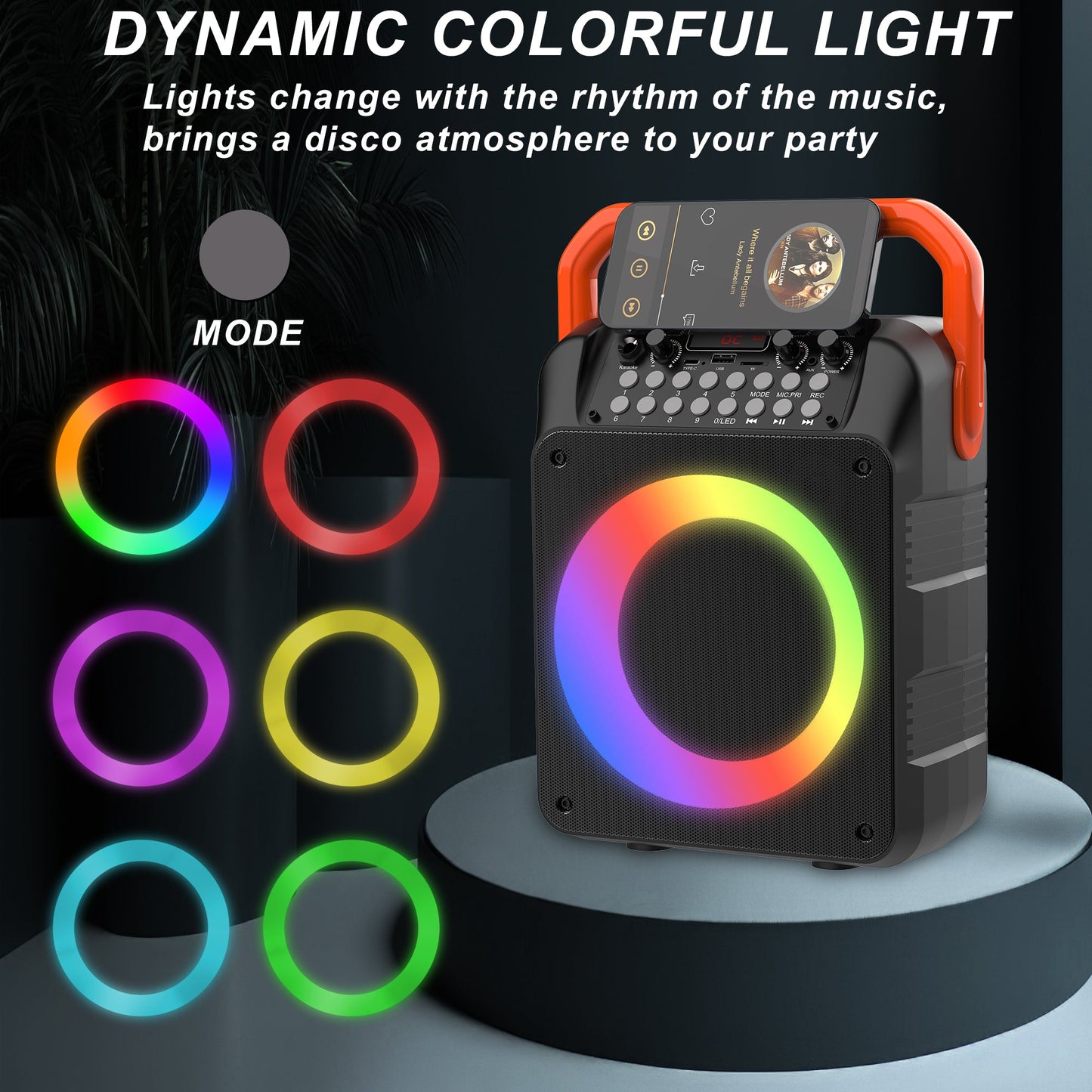 Kivdit Karaoke Machine Bluetooth Speaker with Microphone for Adult,PA Portable Speaker with LED Lights