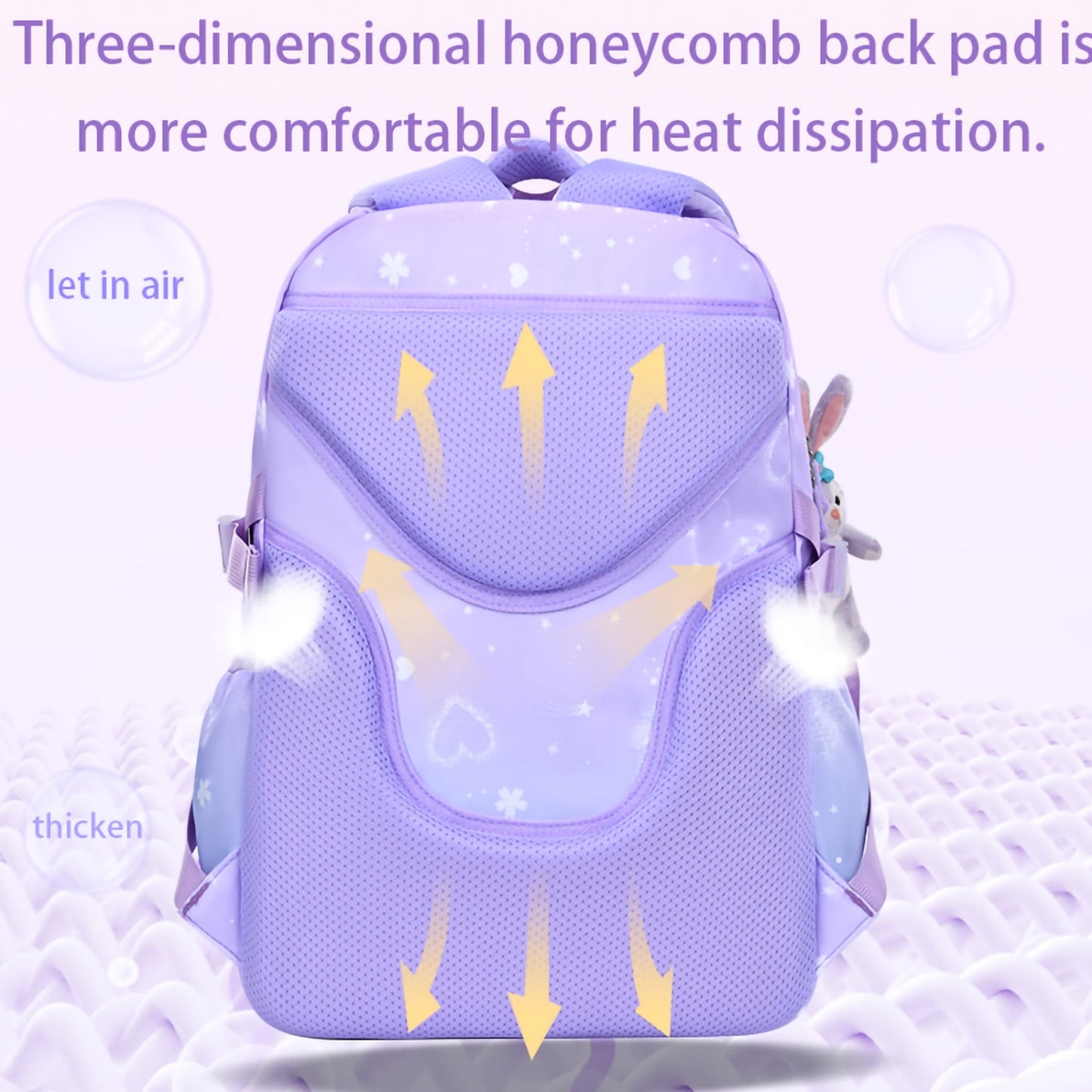 Kivdit School Backpack for Girls,Luminous School Bag for Kids Teens,Large Capacity Bookbag,Purple