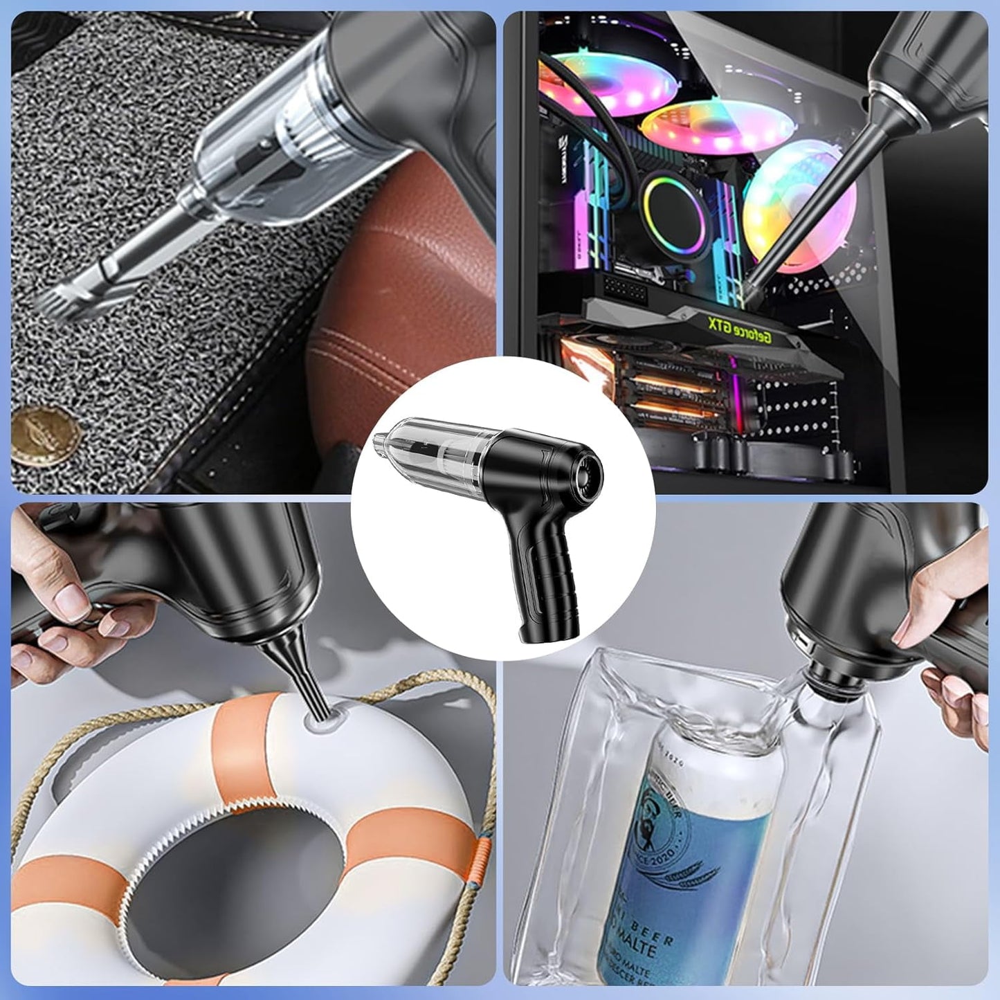 KIVDIT Handheld Vacuum Cordless, 12000Pa Wet Dry Car Vacuum Cleaner Rechargeable Portable Hand Vacuum Cleaner for Car Home Office