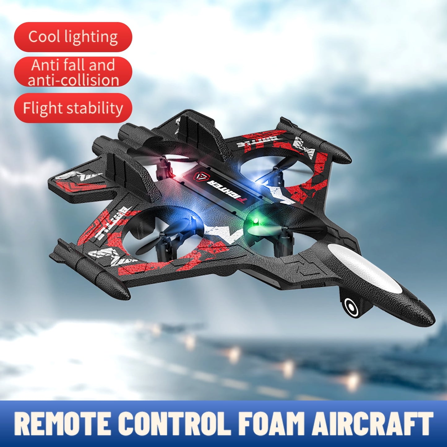 Kivdit RC Plane with 2 Batteries,2.4GHz Remote Control Airplane with Light for Kids Adults Beginners