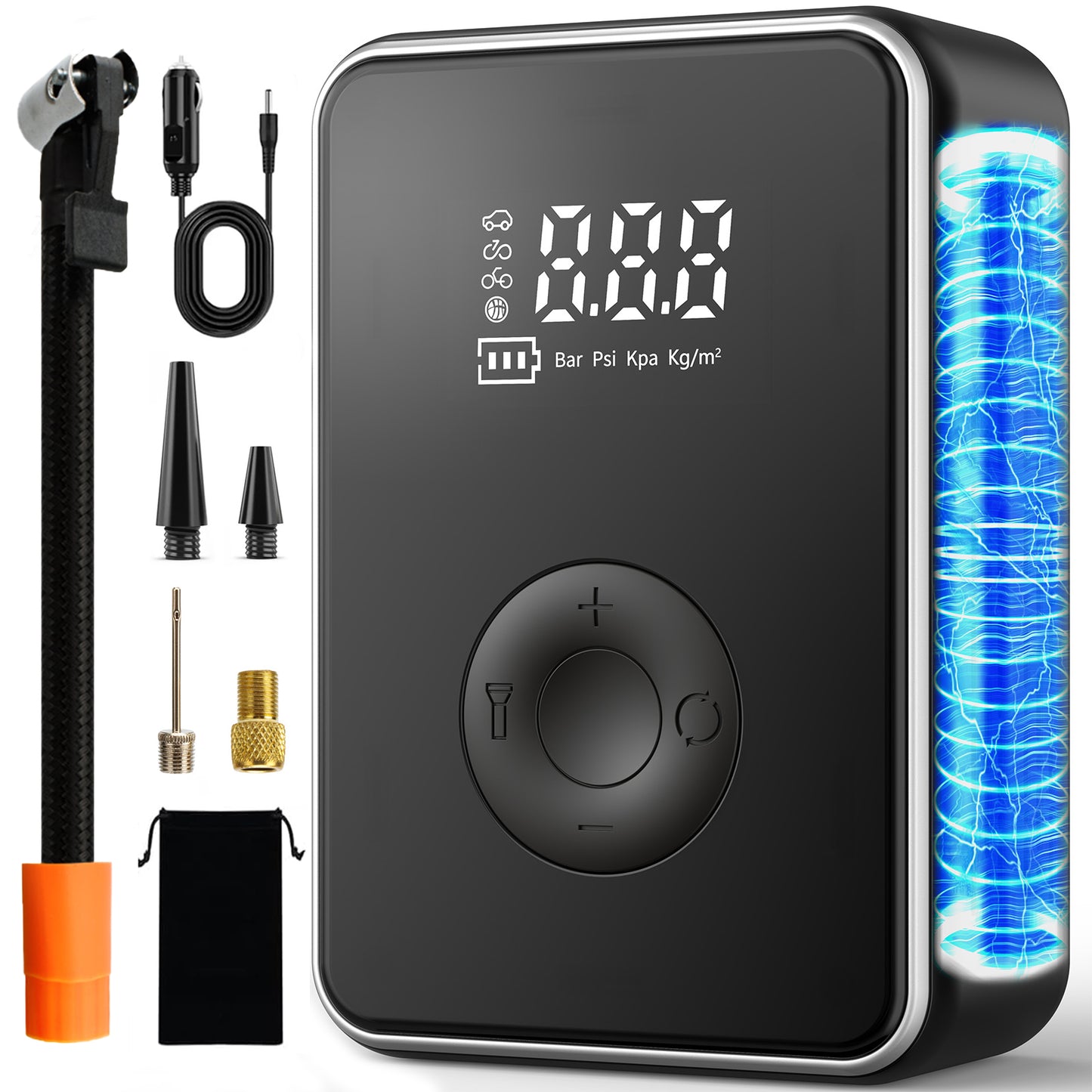 Kivdit Tire Inflator Portable Air Compressor,150 Psi Tire Air Pump with Auto Shut-Off,Digital Gauge,LED Light for Car, Motorcycle, Bike, Ball