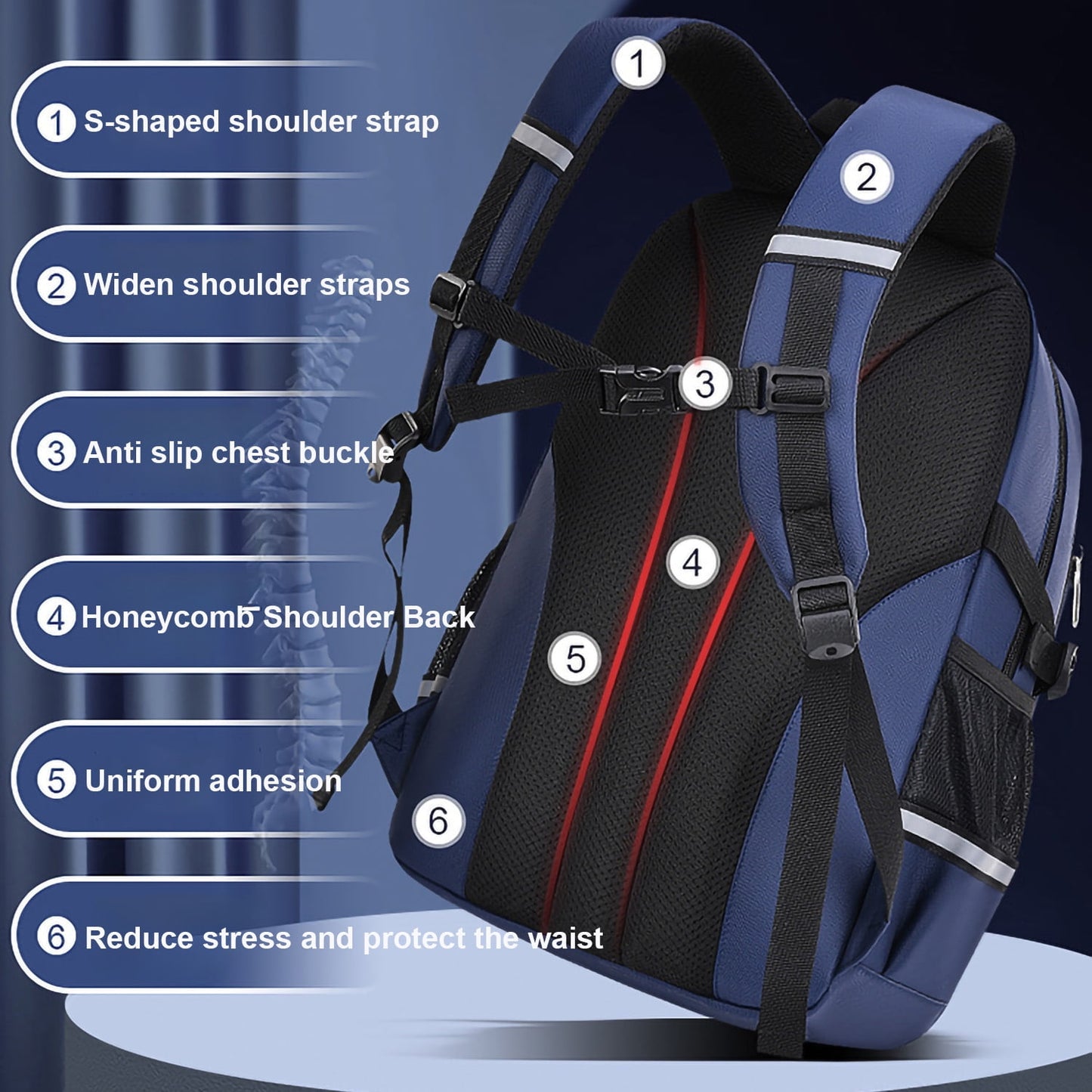 Kivdit School Backpack for Boys,School Bag for Kids Teens,Reflective Bookbag Gifts for Boys,Blue