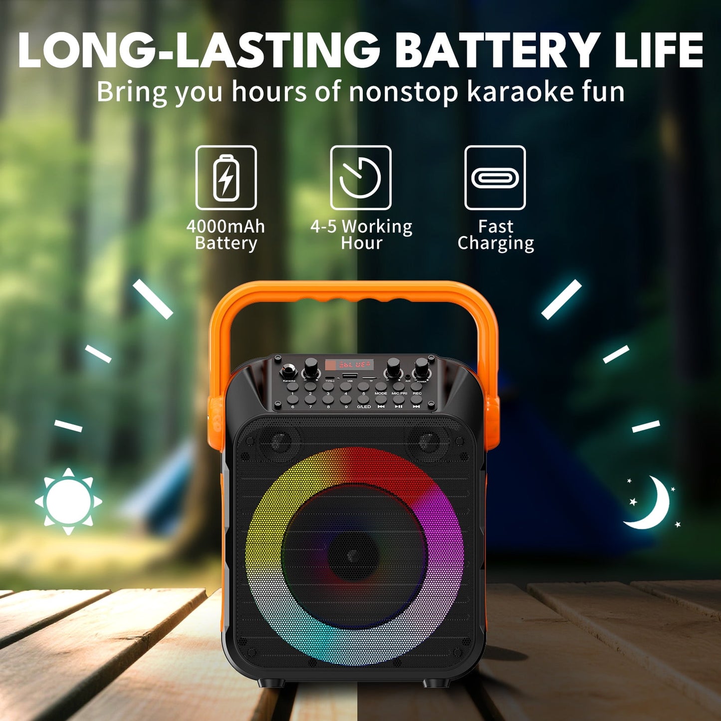 KIVDIT Karaoke Machine Bluetooth Speaker for Adult ,Singing Machine with Karaoke Microphone for Home Party